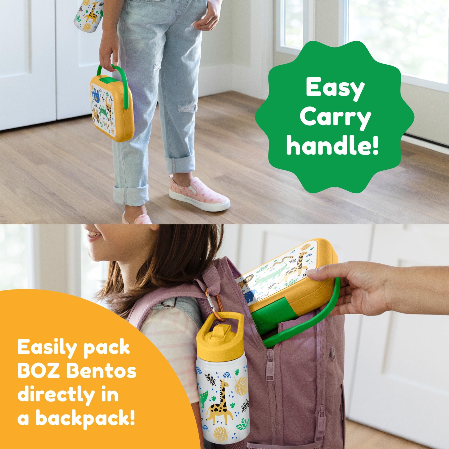 BOZ Bento Box for Kids - Toddler Lunch Box for Daycare - Leak Proof 4 Compartments Kids Lunch Container - Dishwasher Safe - Bento Lunch Box