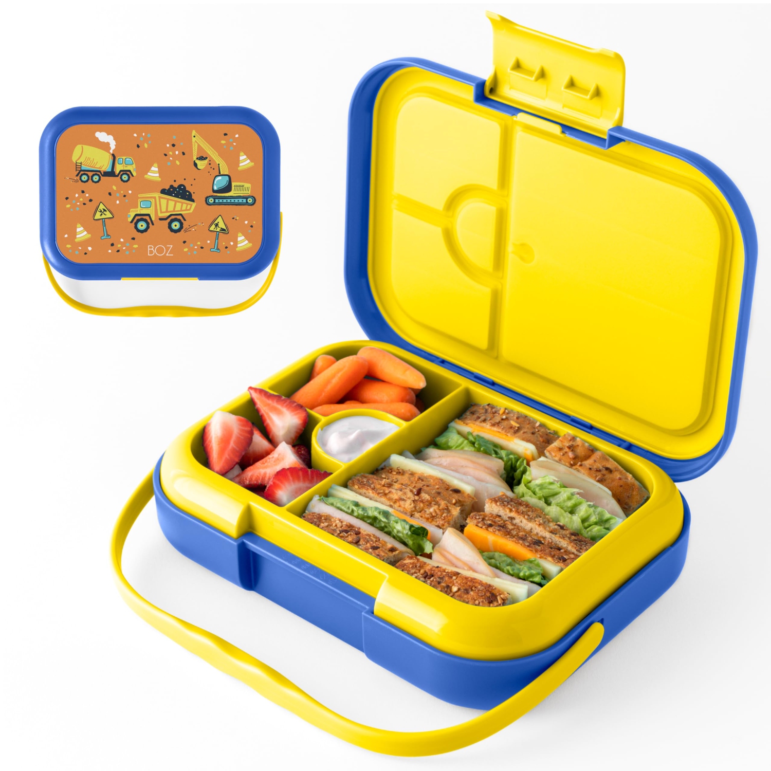 BOZ Bento Box for Kids - Toddler Lunch Box for Daycare - Leak Proof 4 Compartments Kids Lunch Container - Dishwasher Safe - Bento Lunch Box