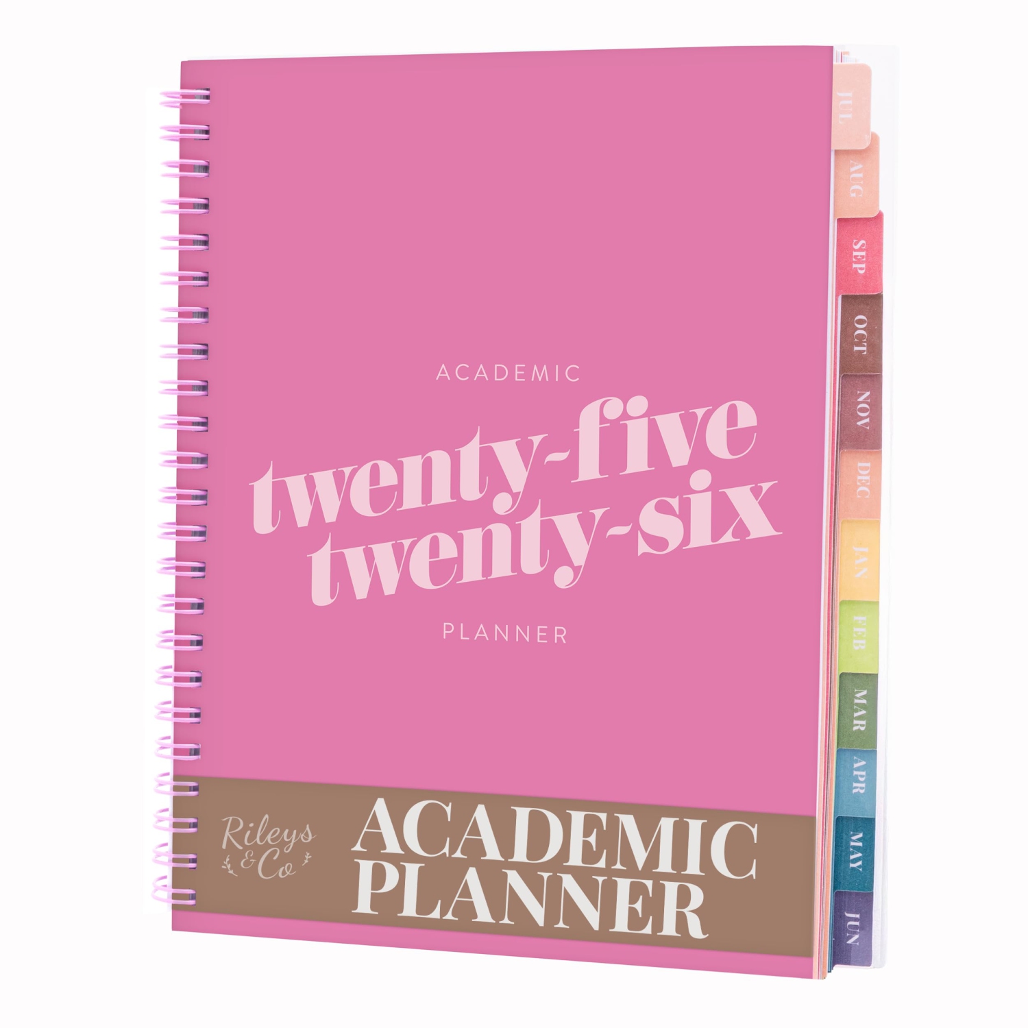 Rileys & Co – Agenda hebdomadaire diagonal dynamique 2025-2026, année scolaire, 12 mois, 8 x 6, rose