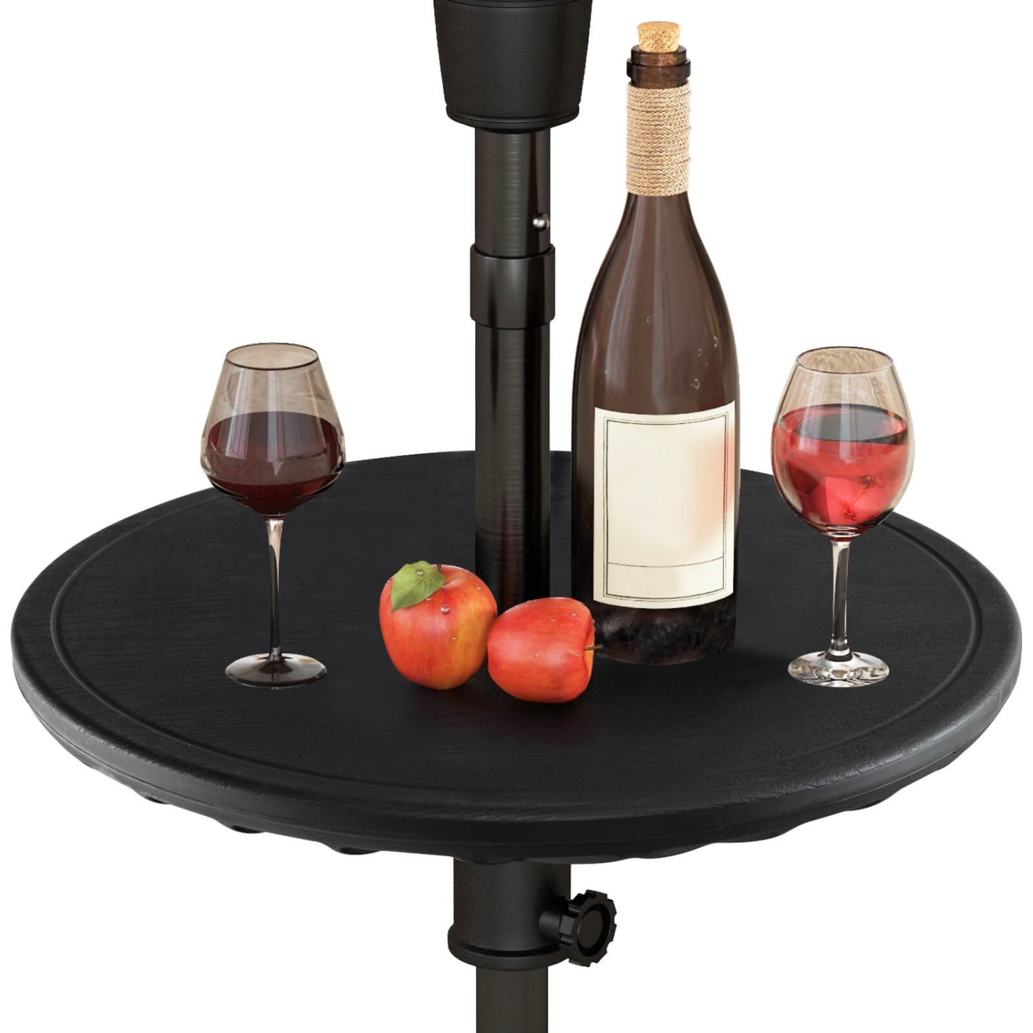 Costway 20" Patio Umbrella Table with 1.5" Umbrella Hole All-weather Round Table Tray