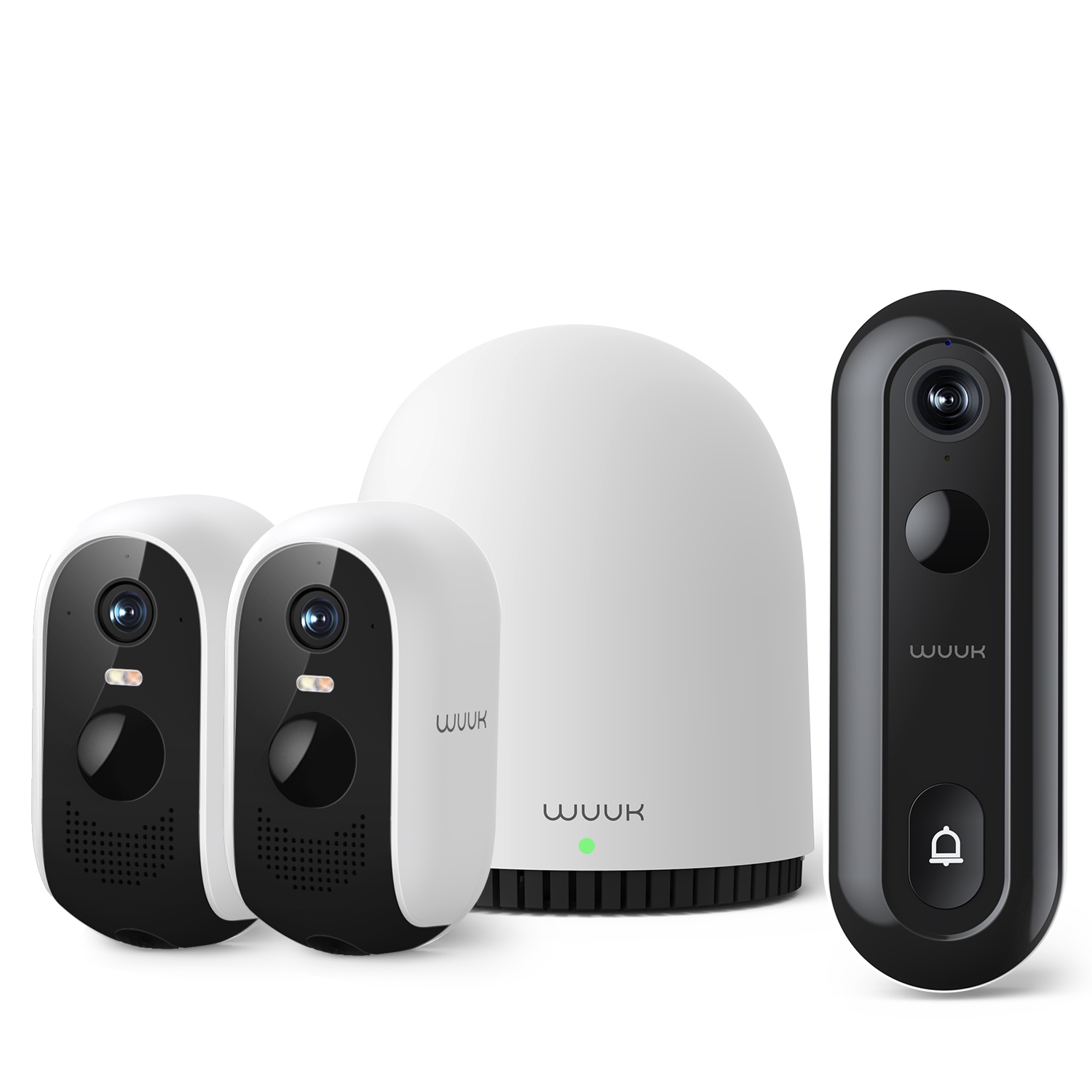WUUK Security Cameras Wireless Outdoor and Battery Doorbell Camera-only BestBuy, 3 Cams Kit, 2K Resolution, 32GB Homebase Support Up to 8 Cams, No Monthly Fee, 2.4/5 GHz WiFi