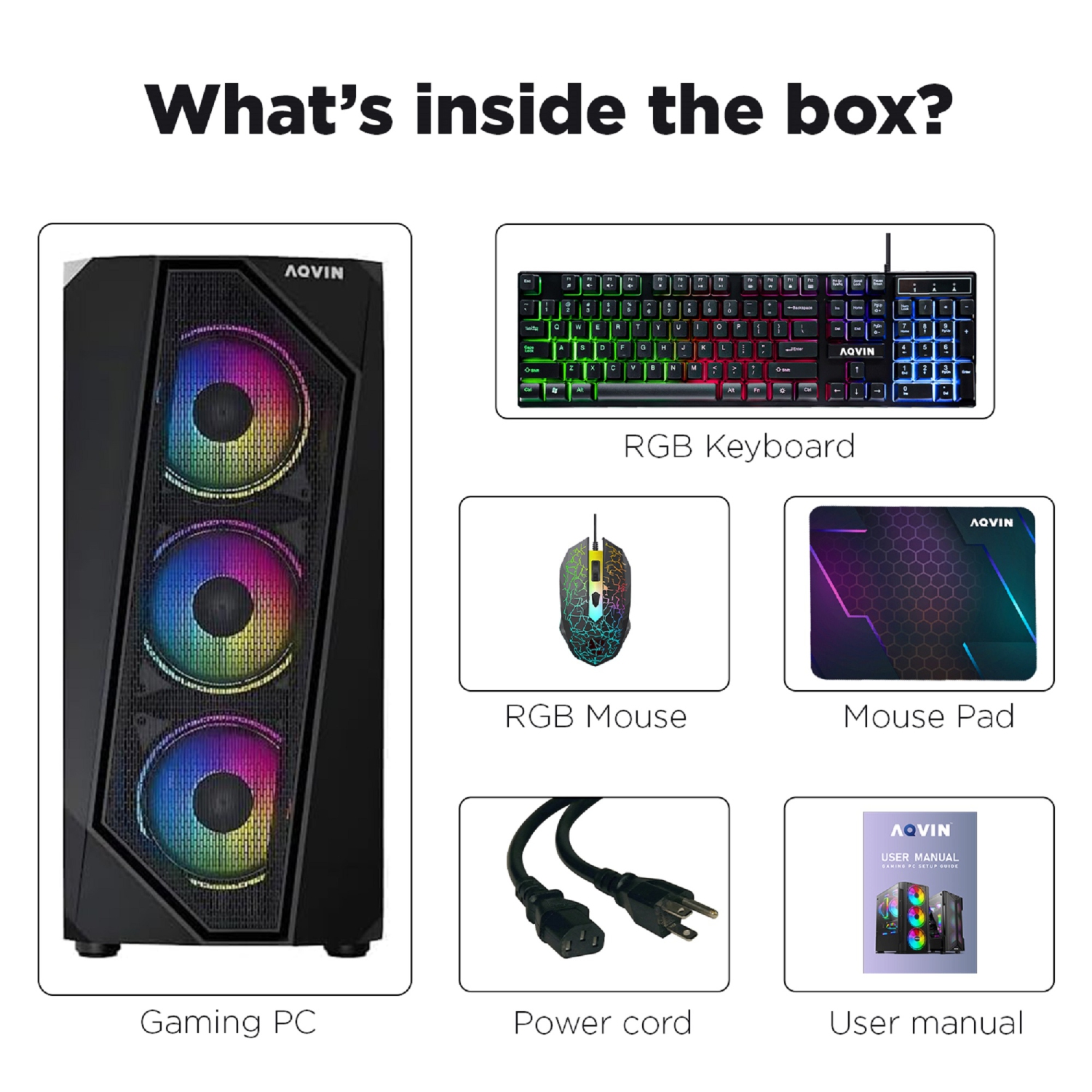 AQVIN Gaming PC AQ30 Series - Intel Core i7 Processor - 32GB RAM DDR4 - 1TB SSD Storage - NVIDIA Graphics Card RTX 4060 8GB - Windows 11 Pro -