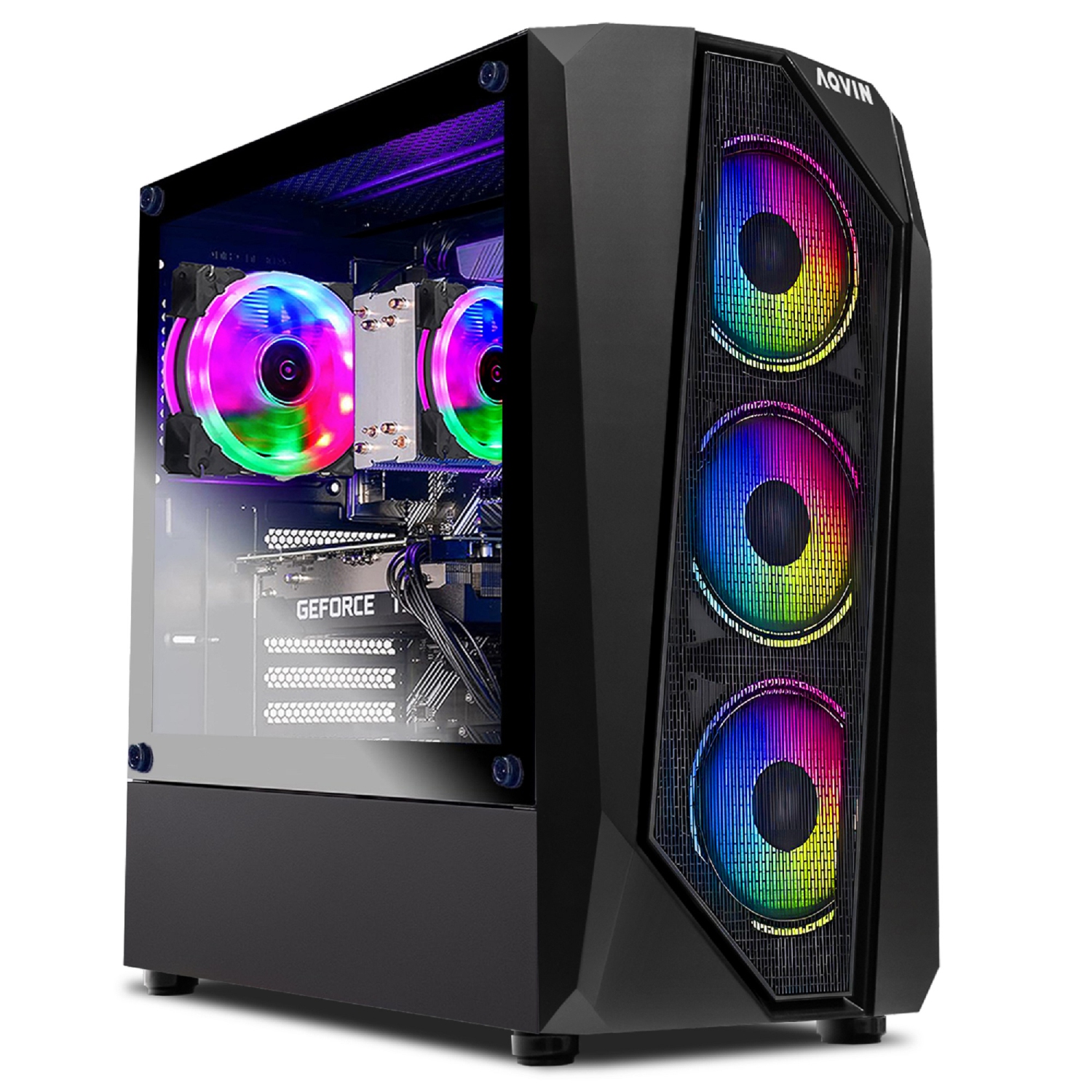 AQVIN Gaming PC Series - Intel Core i7 Processor - 32GB RAM DDR4 - 1TB SSD Storage - NVIDIA Graphics Card RTX 4060 8GB - Windows 10 Pro - Customize RGB Fan Lighting Effect