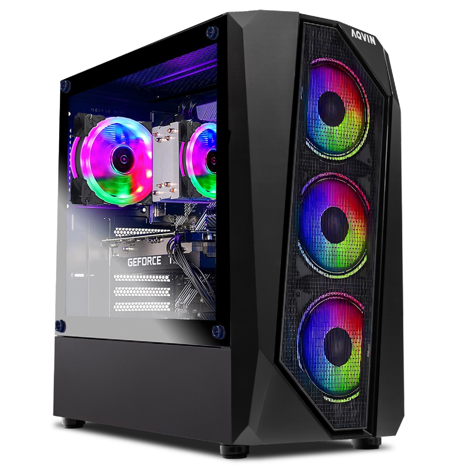 AQVIN Gaming PC for Gamer/ Editing Desktop Computer - NVIDIA GeForce ray tracing RTX 3060 12GB (Intel Core i7 CPU/ 32GB DDR4 RAM/ 2TB SSD/ Windows 10 Pro/ Built-in WIFI) Black