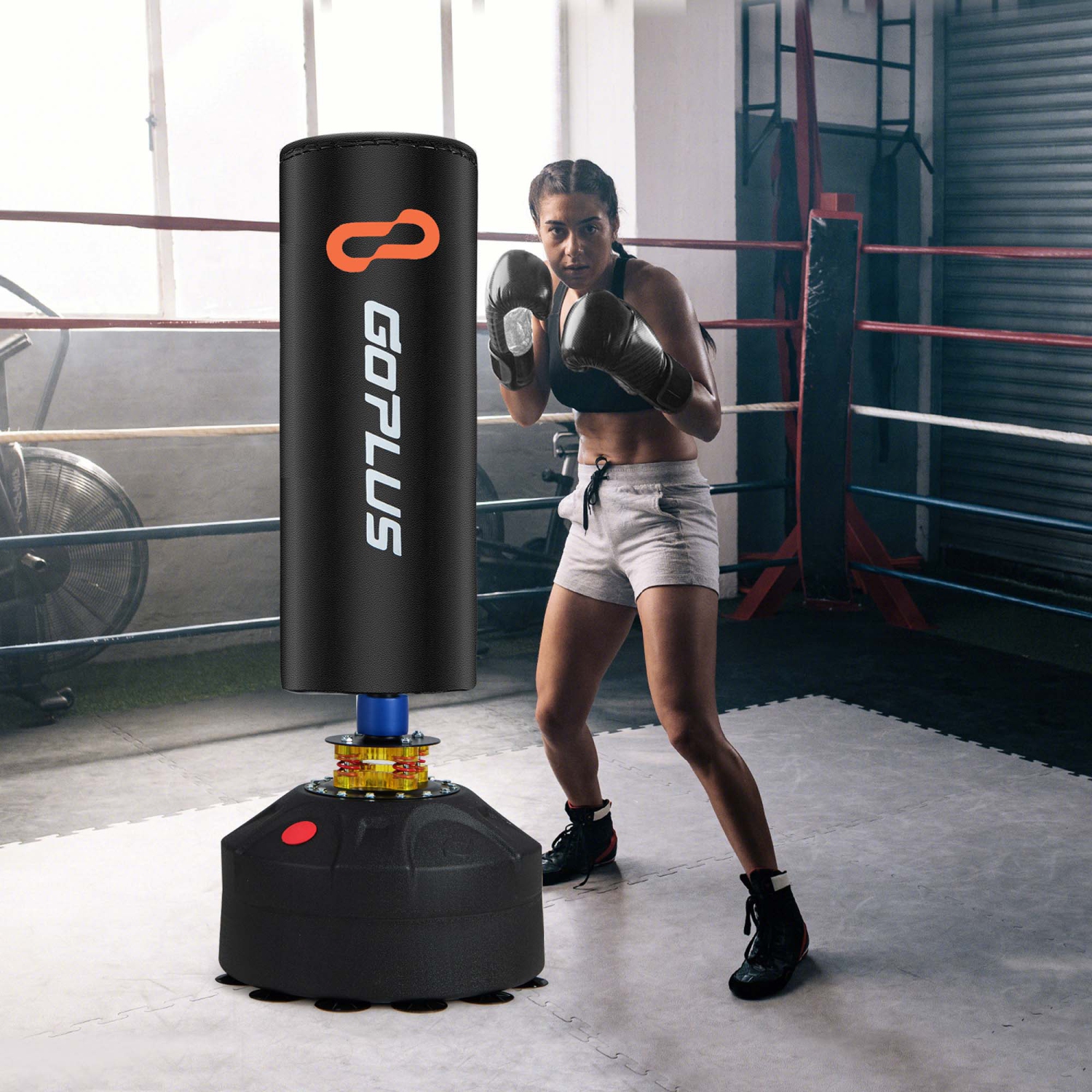 Costway Freestanding Punching Bag with Stand Suction Cup Base 5-layer Construction Adults