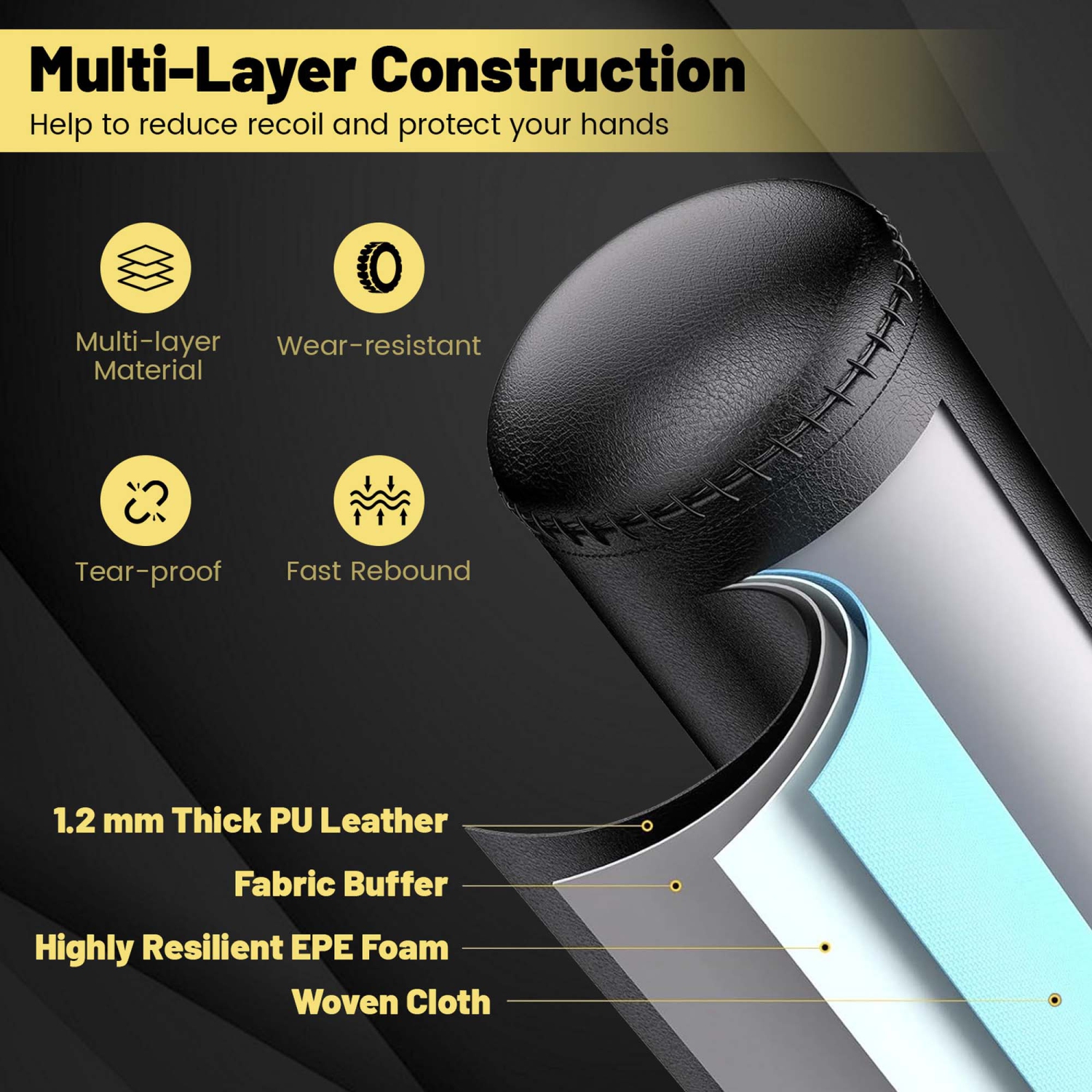 Costway Freestanding Punching Bag with Stand Suction Cup Base 5-layer Construction Adults