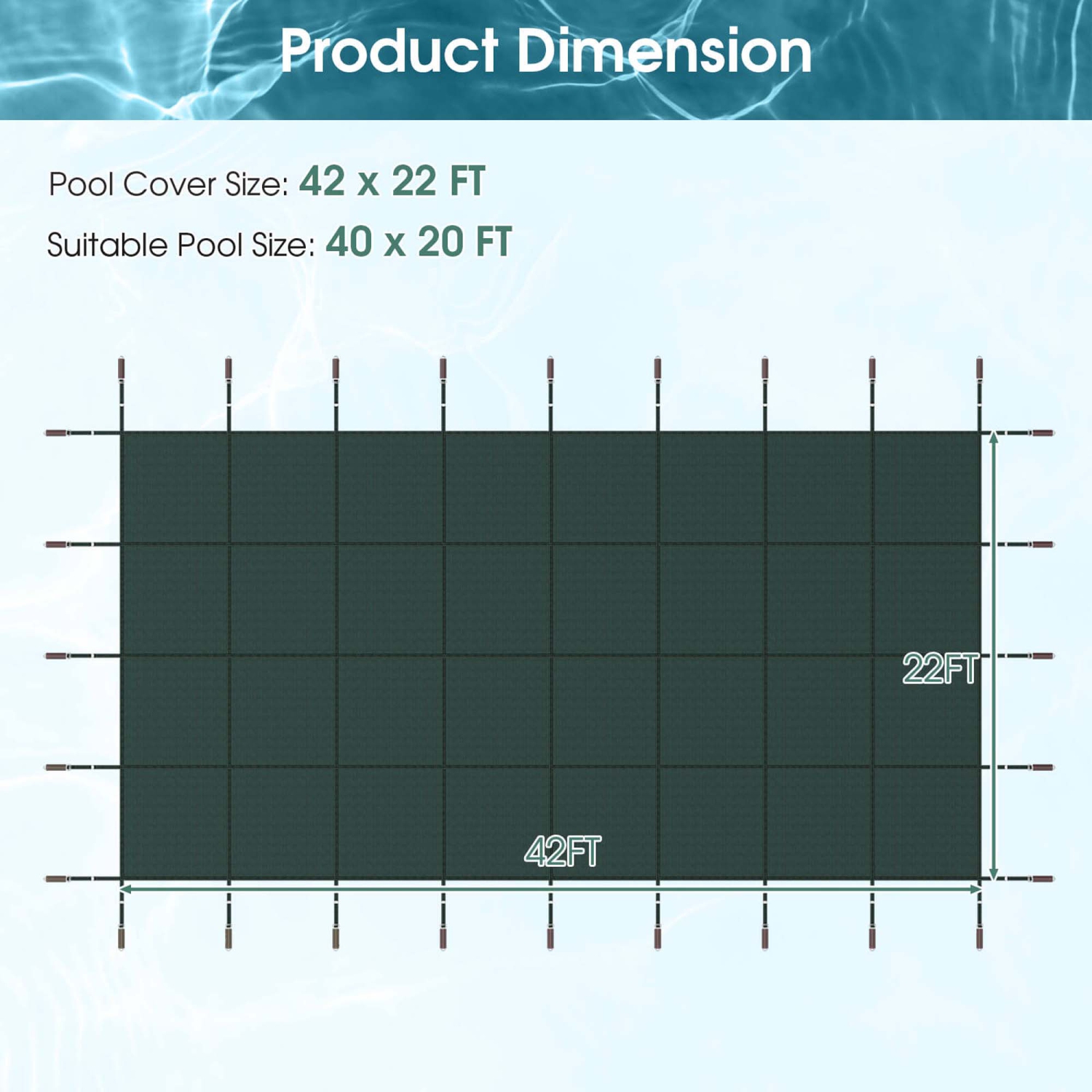 Goplus Winter Swimming Leaf Pool Cover Safety Pool Cover for Pool Size: 40 X 20 FT