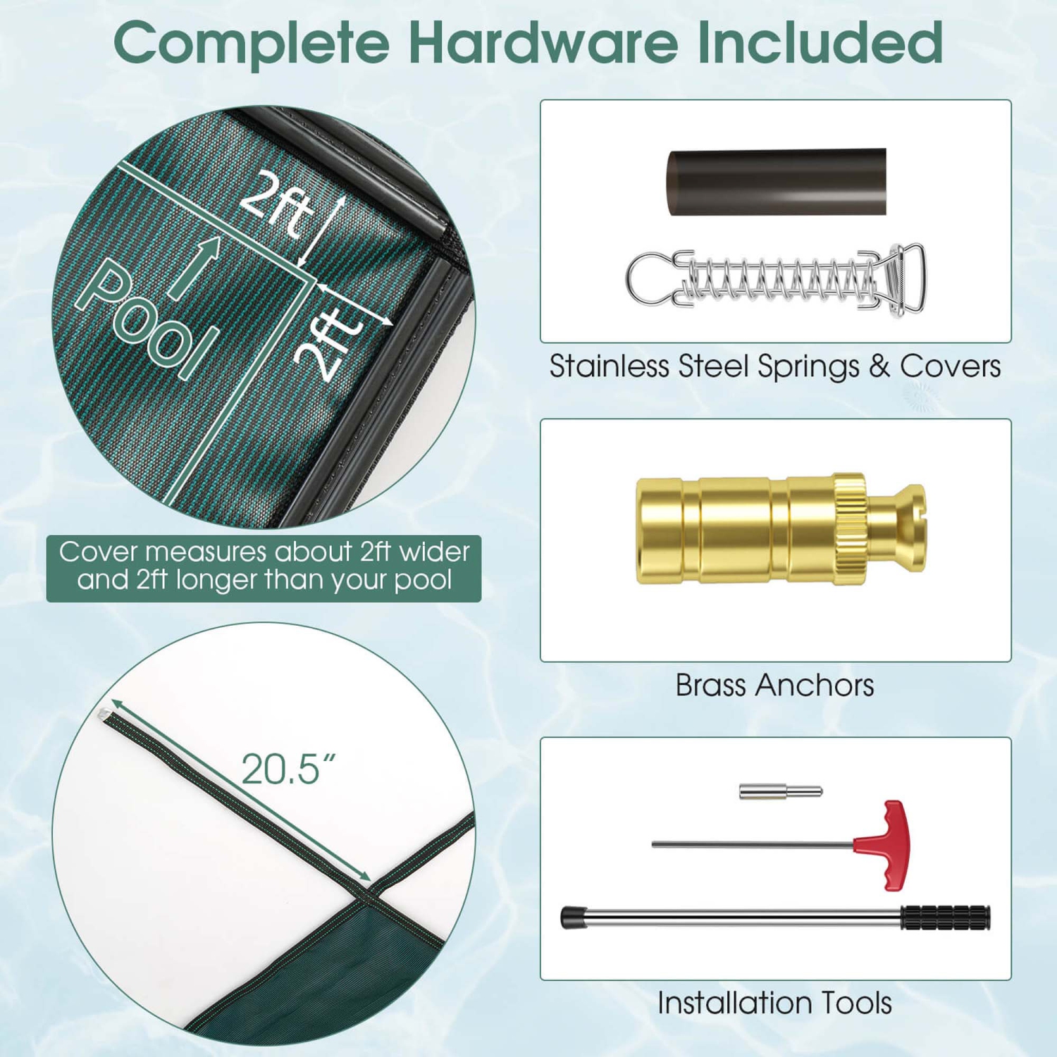 Goplus Winter Swimming Leaf Pool Cover Safety Pool Cover for Pool Size: 40 X 20 FT