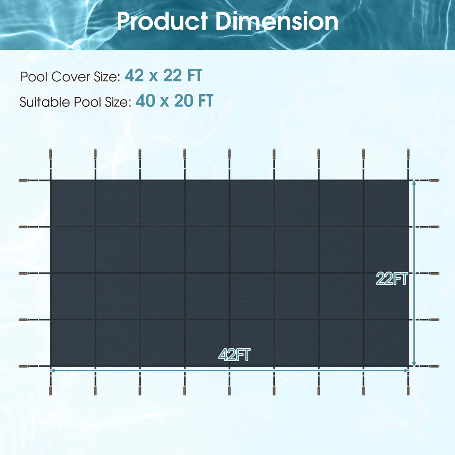 Bâche de piscine d'hiver Goplus pour bâche de piscine pour taille de piscine : 40 X 20 PI