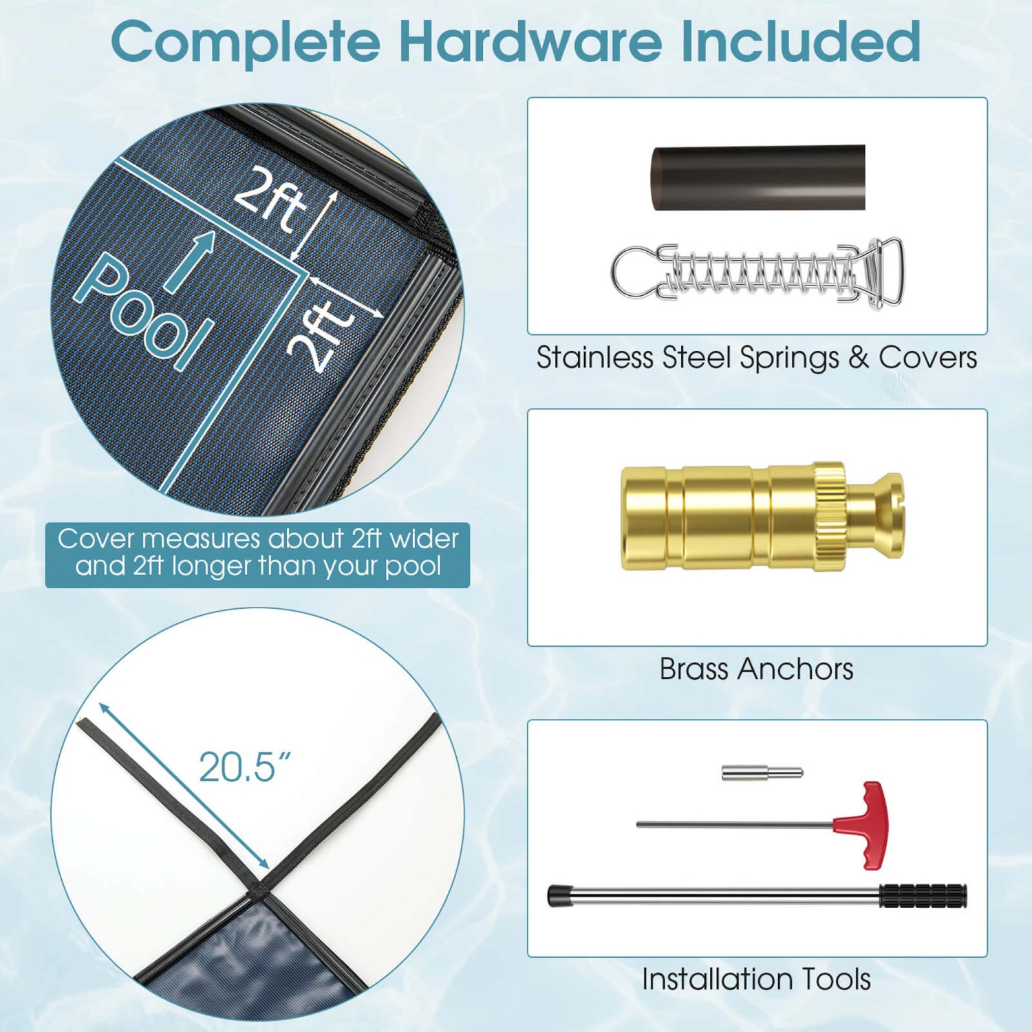 Bâche de piscine d'hiver Goplus pour bâche de piscine pour taille de piscine : 40 X 20 PI