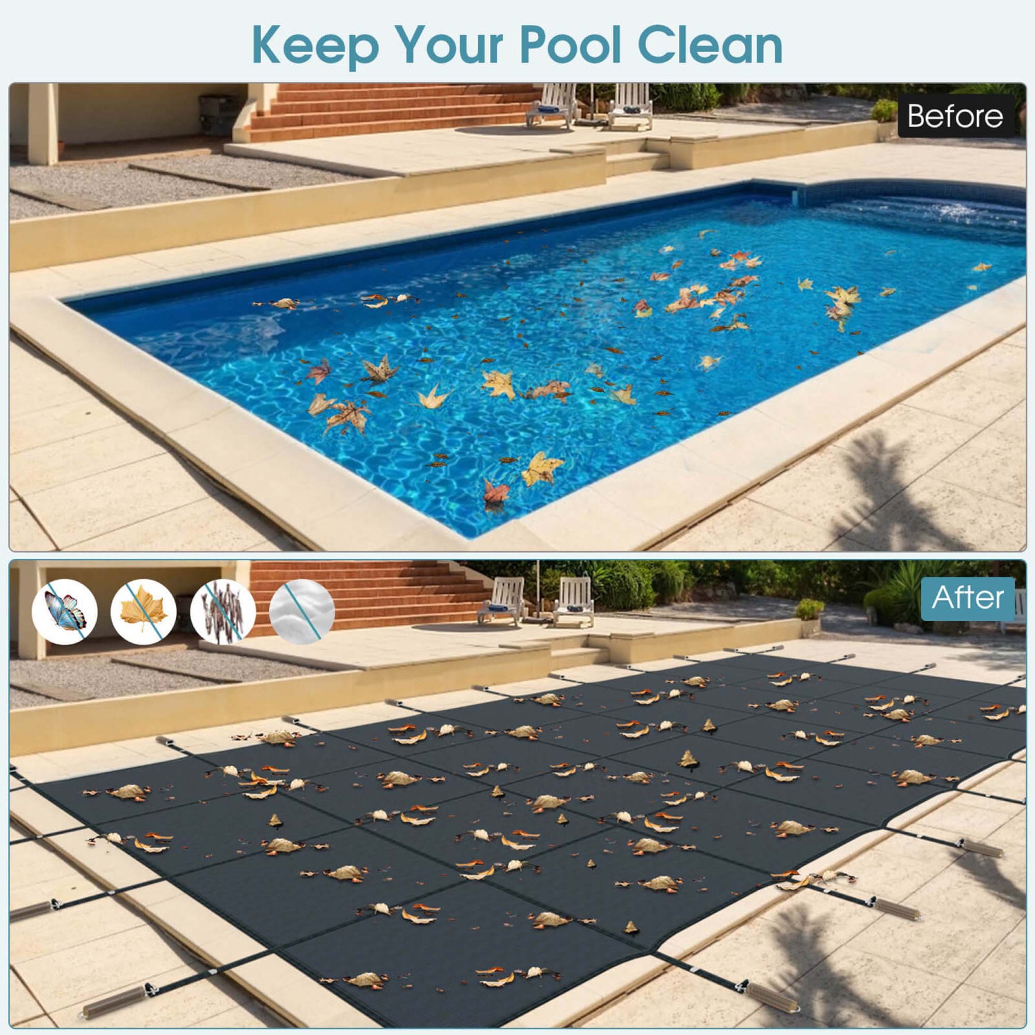 Bâche de piscine d'hiver Goplus pour bâche de piscine pour taille de piscine : 40 X 20 PI