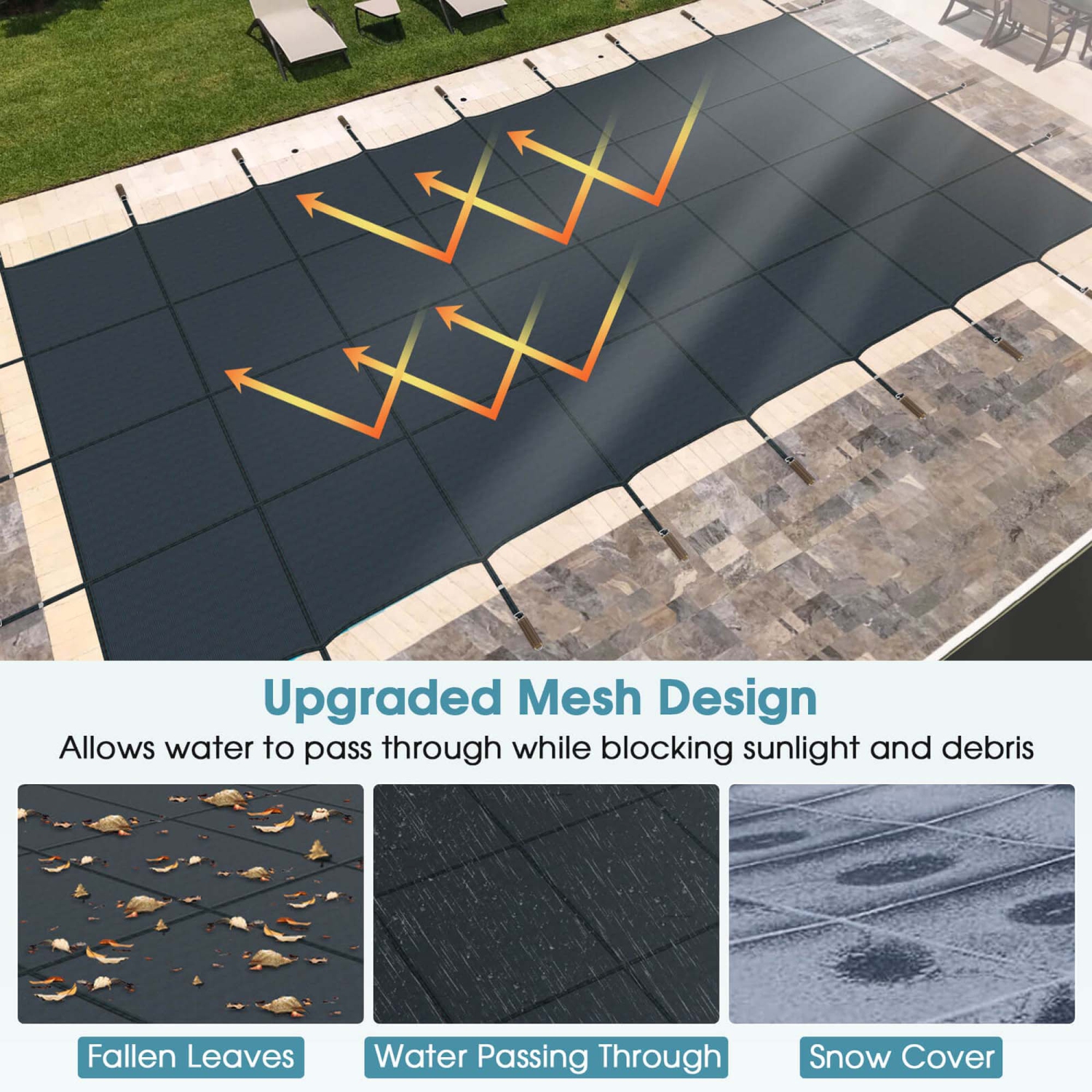 Bâche de piscine d'hiver Goplus pour bâche de piscine pour taille de piscine : 40 X 20 PI