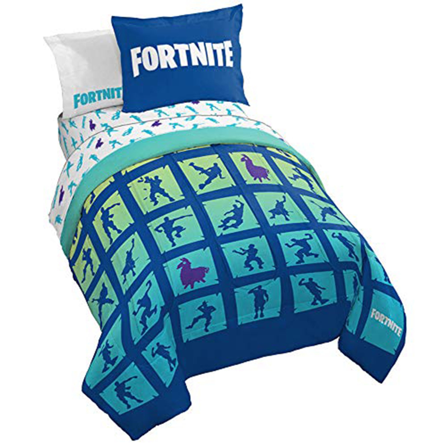 Fortnite Boogie Bomb 5 Piece Twin Size Bedding Set with Reversible Comforter - Super Soft Fade Resistant Microfiber Sheet Set for Kids