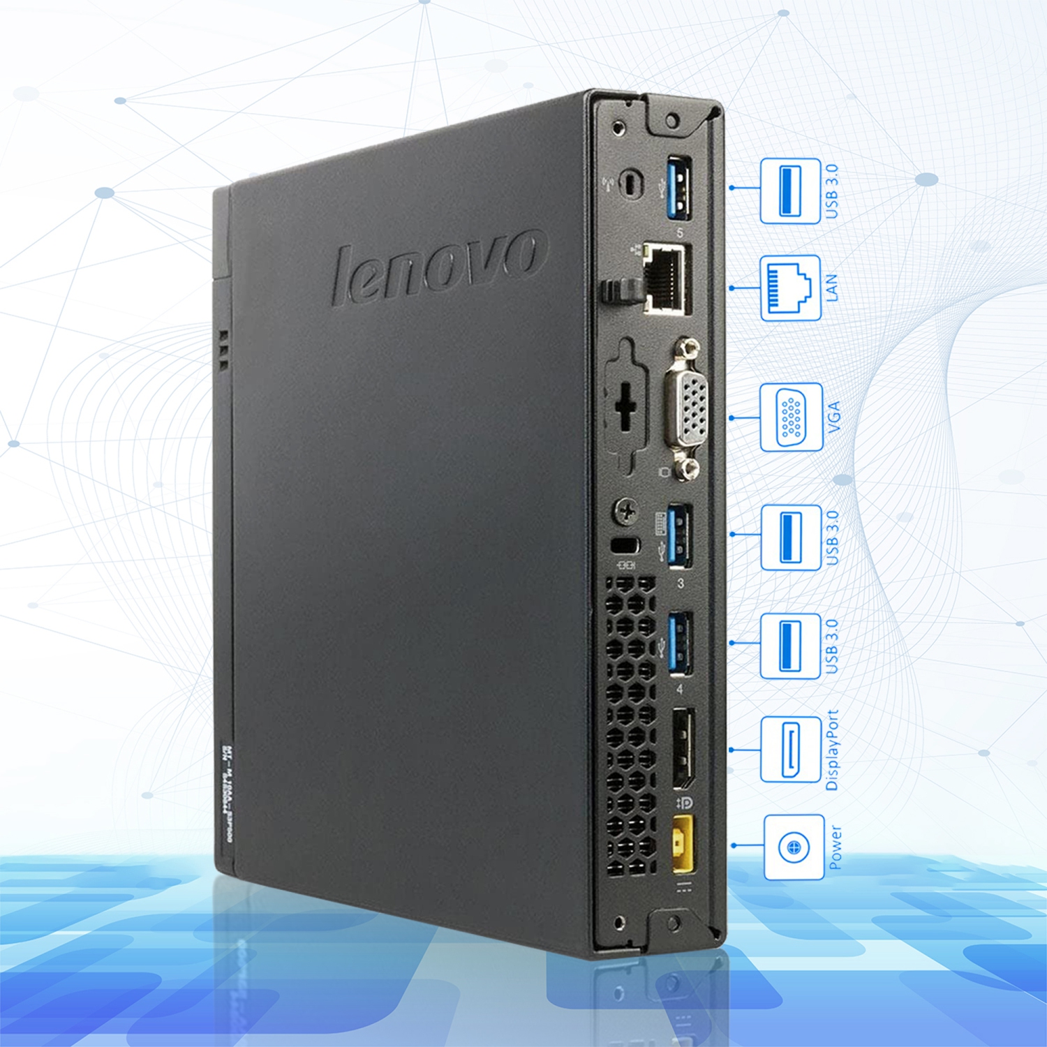 Remis à neuf - 10 ordinateur de bureau miniature ThinkCentre de Lenovo, processeur Core i5 jusqu'à 3,60&nbsp;GHz d'Intel, mémoire vive 8&nbsp;Go,