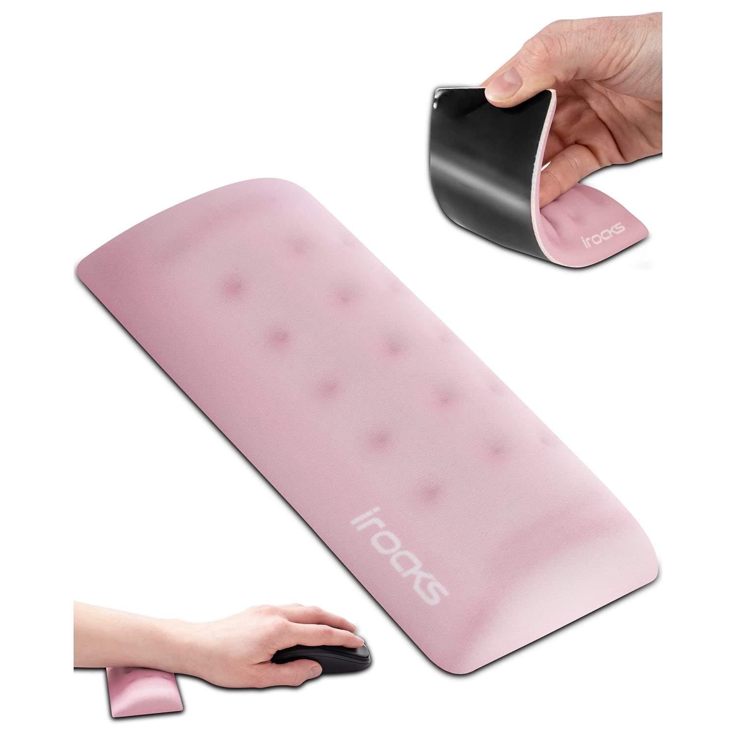 i-Rocks Memory Foam Mouse Wrist Rest - Pain-Reducing Wrist Rest for Mouse - Non-Slip Rubber Base Wrist Rest - Cooling Mouse Wrist Support for Long