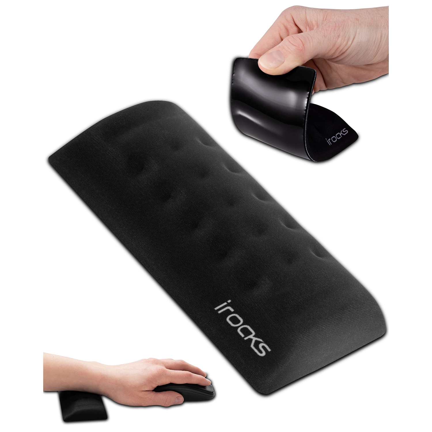 i-Rocks Memory Foam Mouse Wrist Rest - Pain-Reducing Wrist Rest for Mouse - Non-Slip Rubber Base Wrist Rest - Cooling Mouse Wrist Support for Long