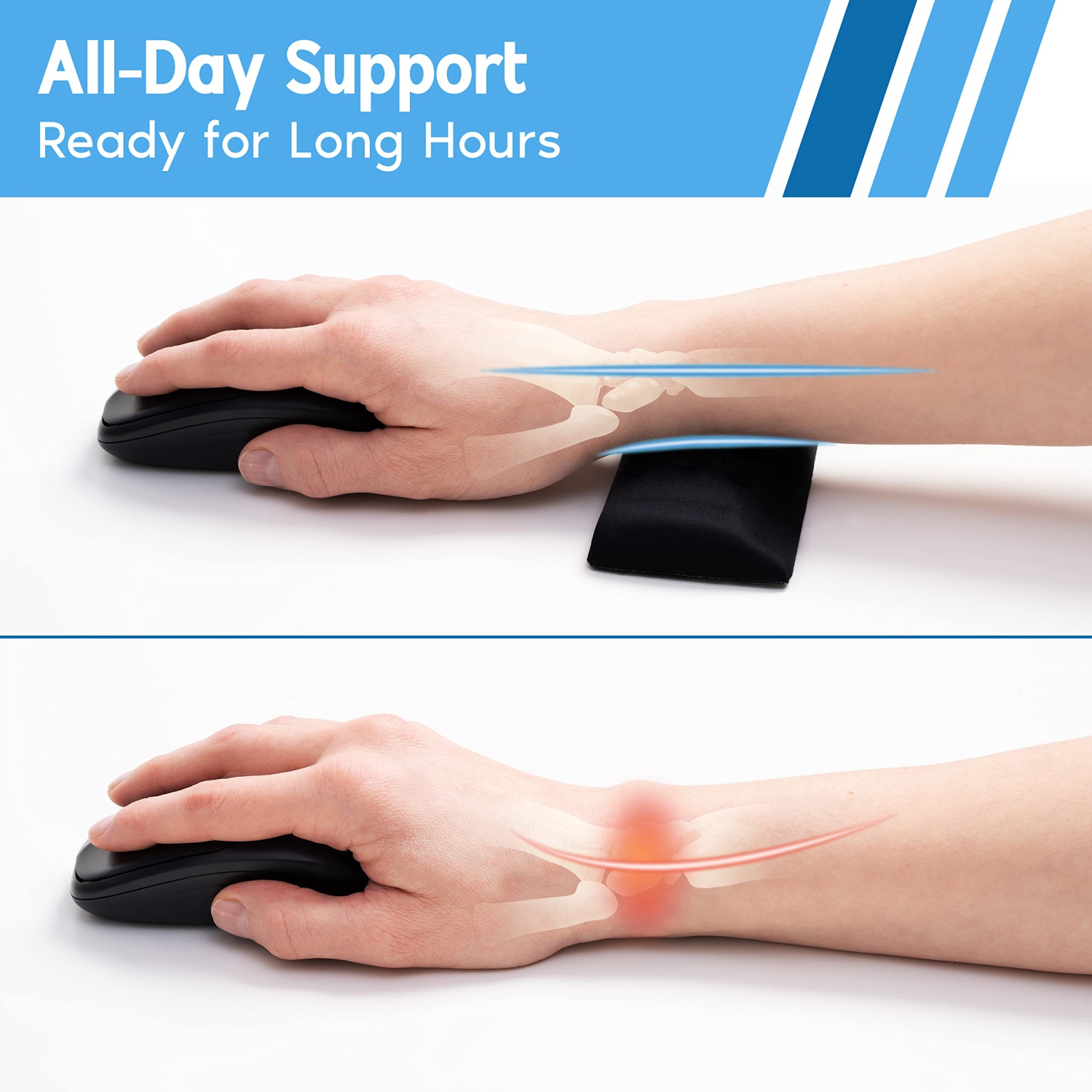 i-Rocks Memory Foam Mouse Wrist Rest - Pain-Reducing Wrist Rest for Mouse - Non-Slip Rubber Base Wrist Rest - Cooling Mouse Wrist Support for Long