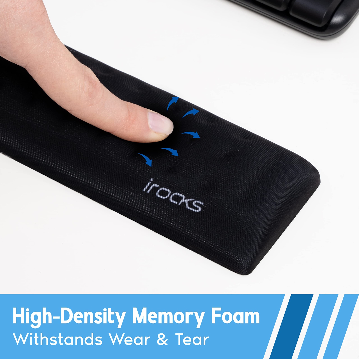i-Rocks Memory Foam Mouse Wrist Rest - Pain-Reducing Wrist Rest for Mouse - Non-Slip Rubber Base Wrist Rest - Cooling Mouse Wrist Support for Long