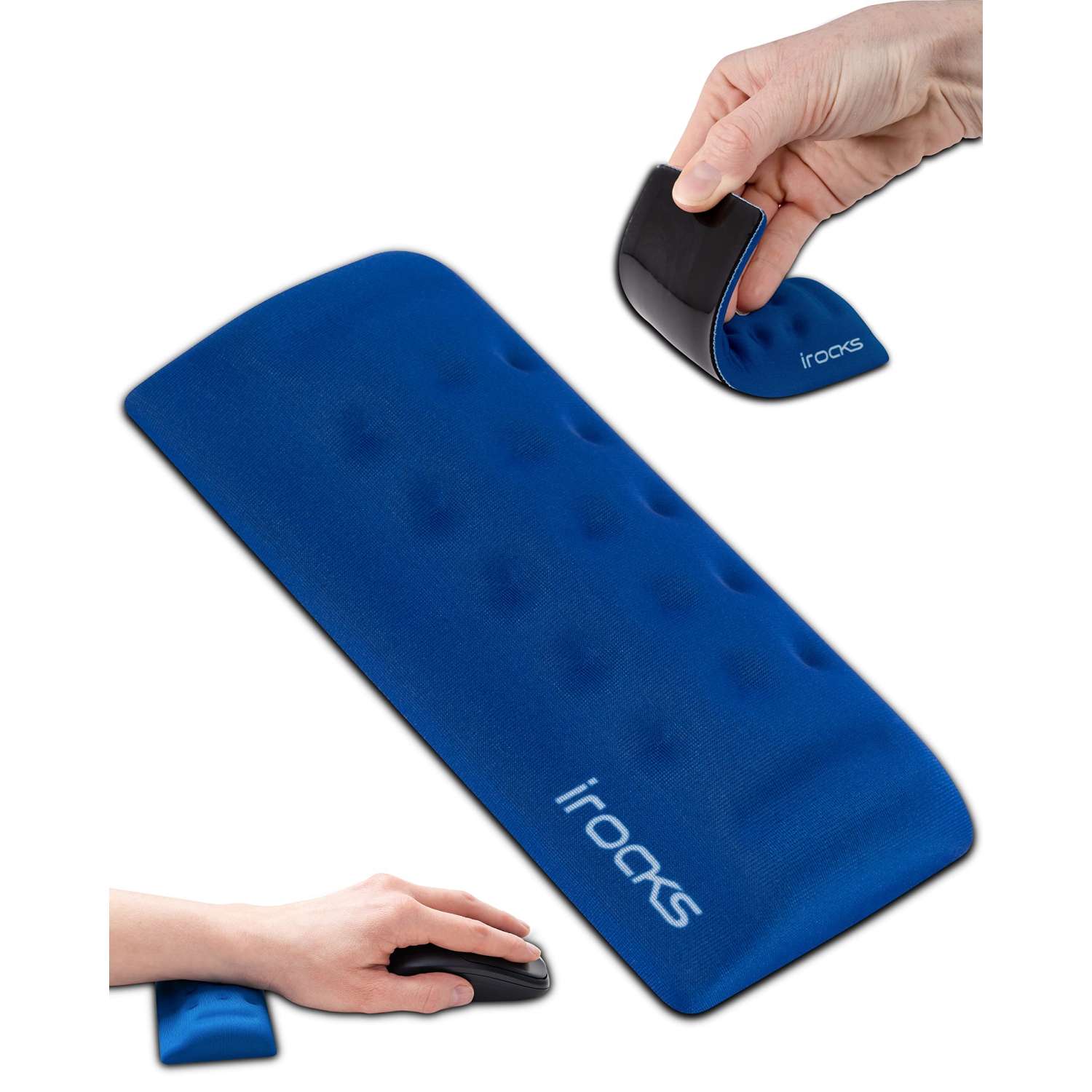 i-Rocks Memory Foam Mouse Wrist Rest - Pain-Reducing Wrist Rest for Mouse - Non-Slip Rubber Base Wrist Rest - Cooling Mouse Wrist Support for Long