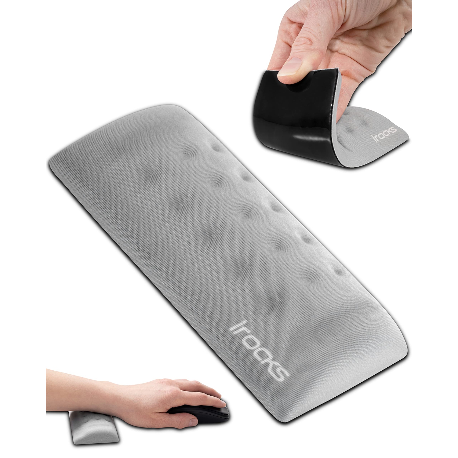 i-Rocks Memory Foam Mouse Wrist Rest - Pain-Reducing Wrist Rest for Mouse - Non-Slip Rubber Base Wrist Rest - Cooling Mouse Wrist Support for Long
