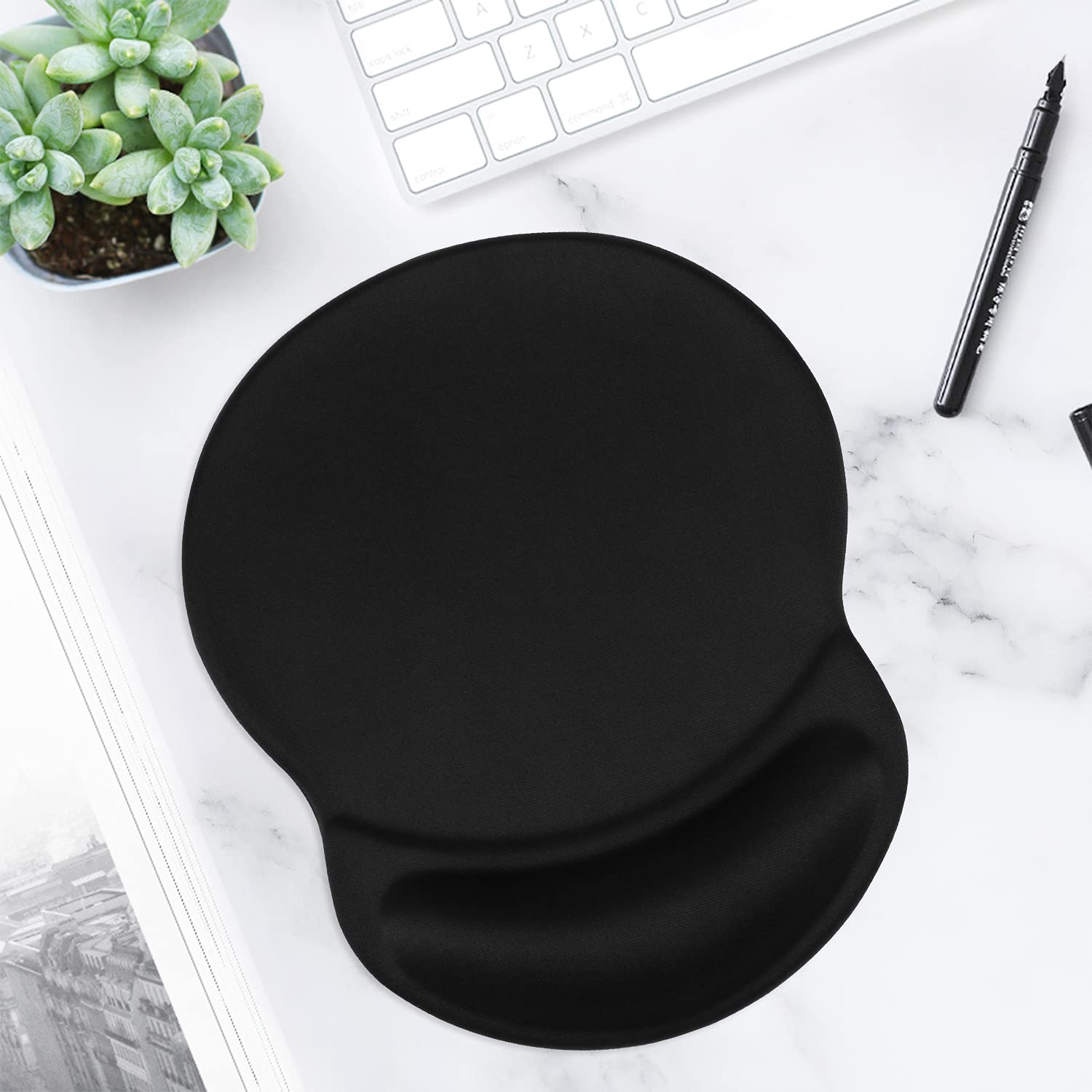 ITNRSIIET Mouse Pad, Ergonomic Mouse Pad with Gel Wrist Rest Support, Gaming Mouse Pad with Cloth, Non-Slip PU Base for Computer, Laptop, PC, Home,