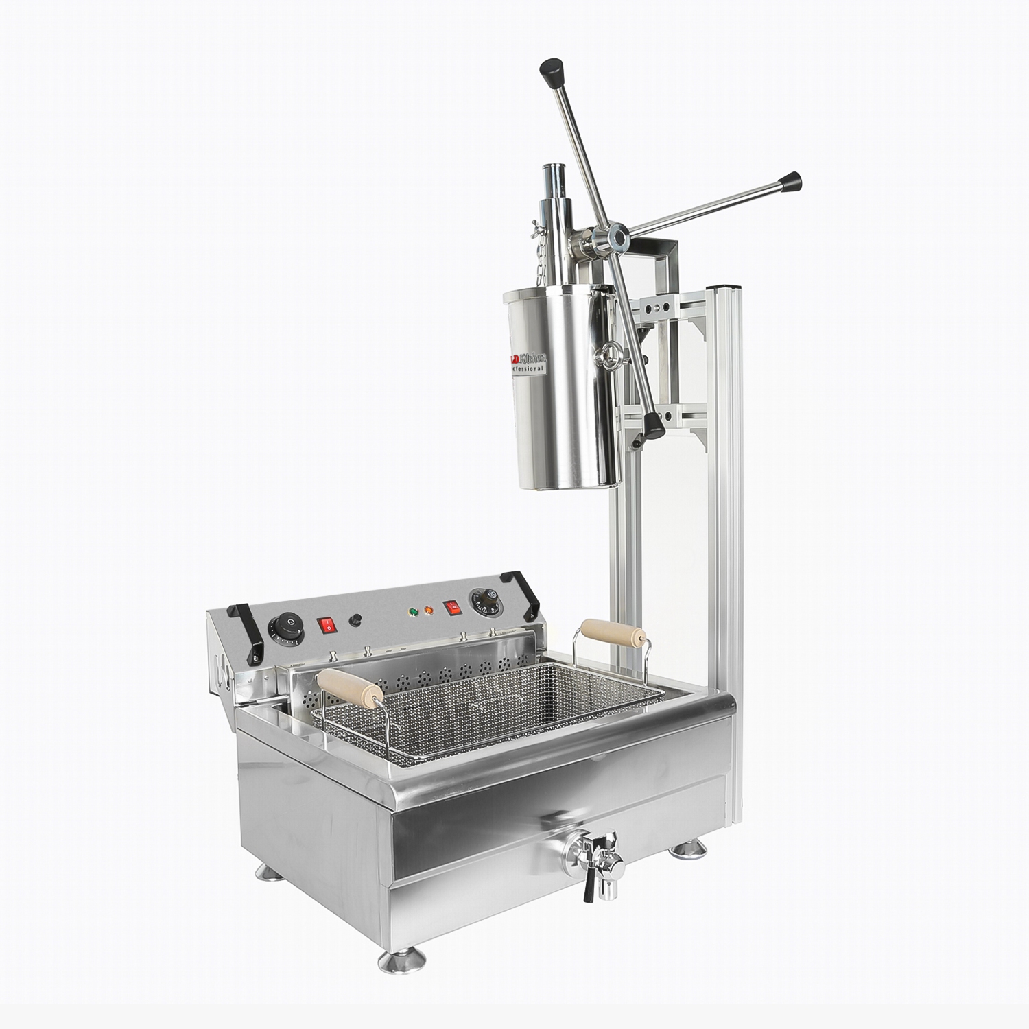 AP-281F Churro Maker Machine | 4 pcs 3-Hole Nozzles Plus knife | Deep Fryer | 110V