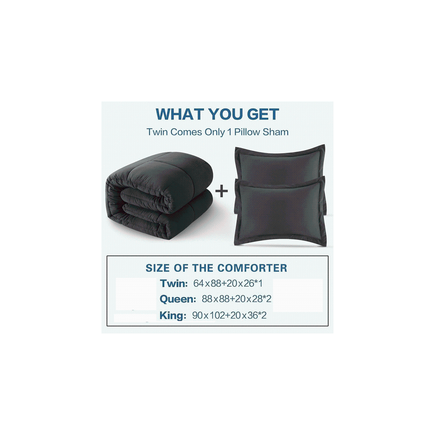 All Season King Size Grey Down Alternative Comforter Set - 3 Pieces, Cooling Blanket, Soft Quilted Duvet Insert with 8 Corner Tabs, Machine Washable (