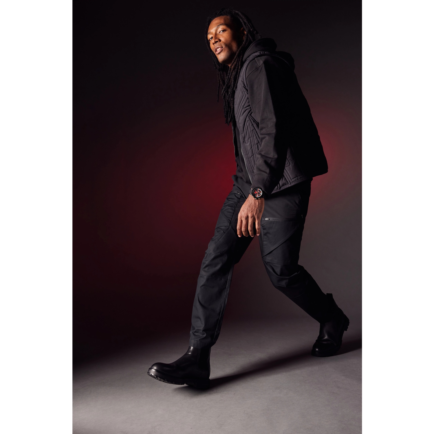 Star Wars Mens Darth Maul Japanese Eco-Drive Watch 44mm Black Stainless Steel Case Nylon & Leather Strap with Black Dial