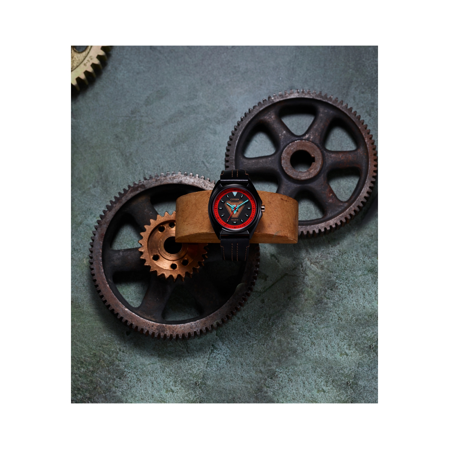 Montre pour homme Tony Stark '63 japonais Eco-Drive 43&nbsp;mm boîtier inox noir et cadran noir Marvel