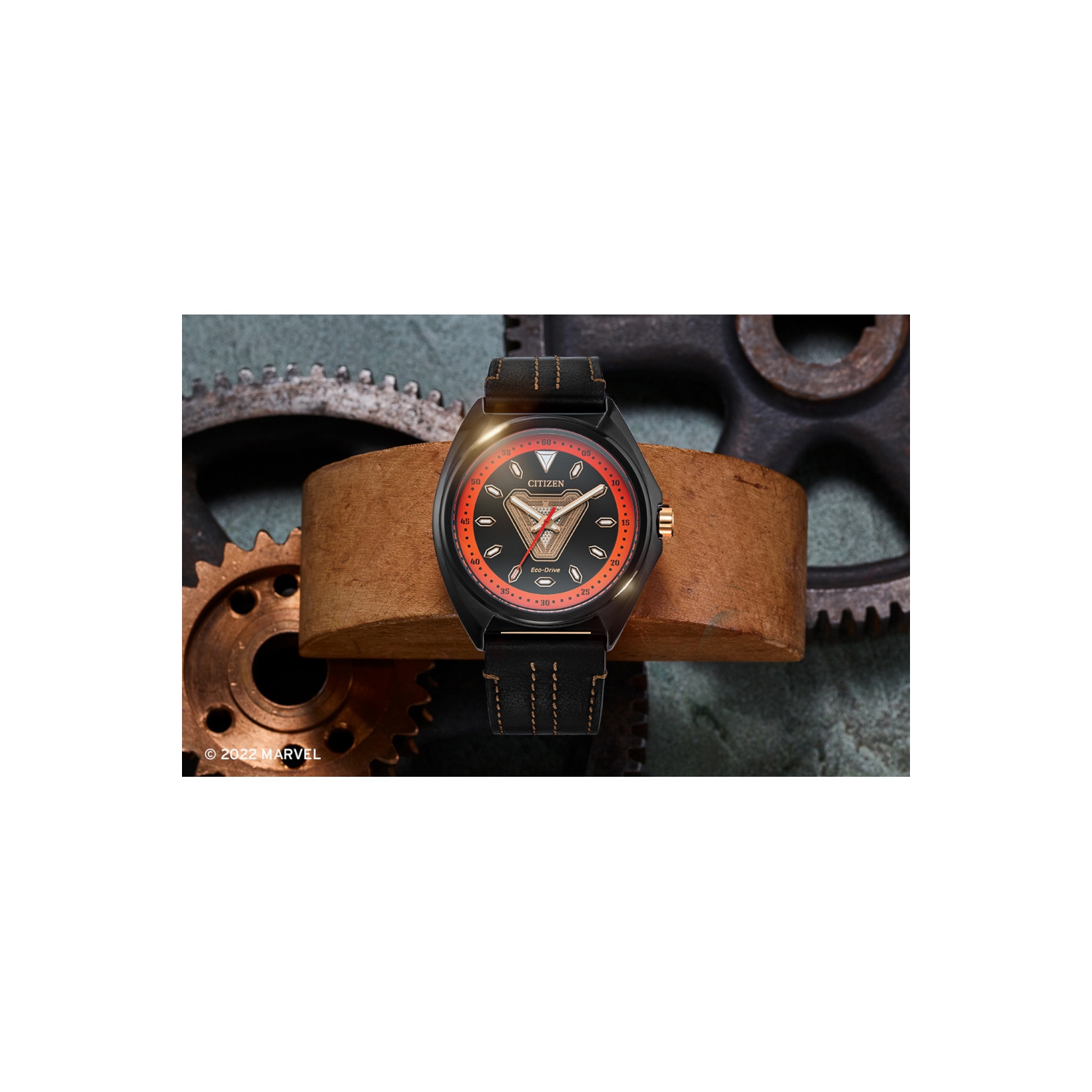 Montre pour homme Tony Stark '63 japonais Eco-Drive 43&nbsp;mm boîtier inox noir et cadran noir Marvel