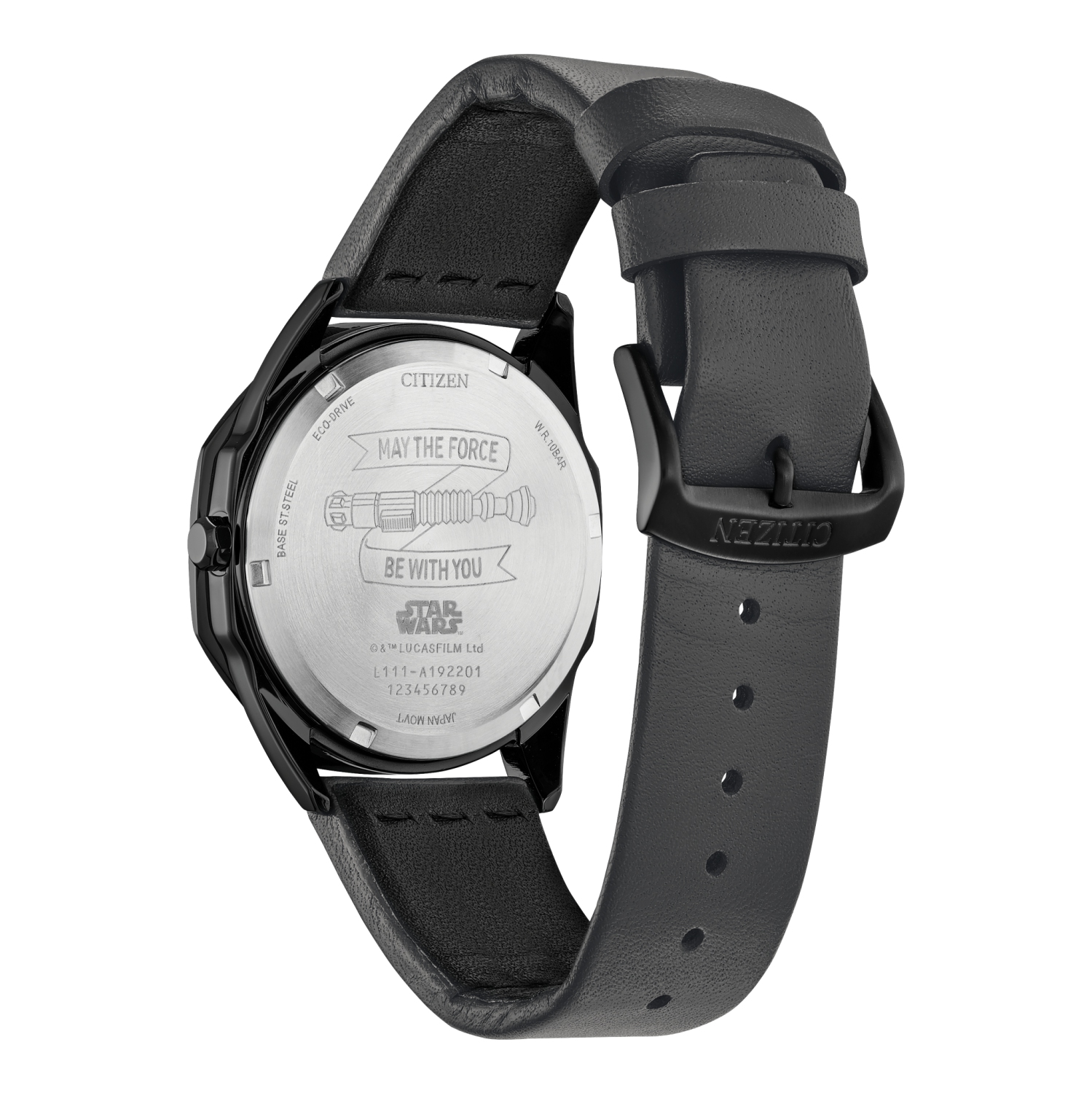 Montre pour hommes à éco-conduite japonaise, 41&nbsp;mm cadran noir, boîtier inox noir, cadran noir, Maître Jedi Star Wars