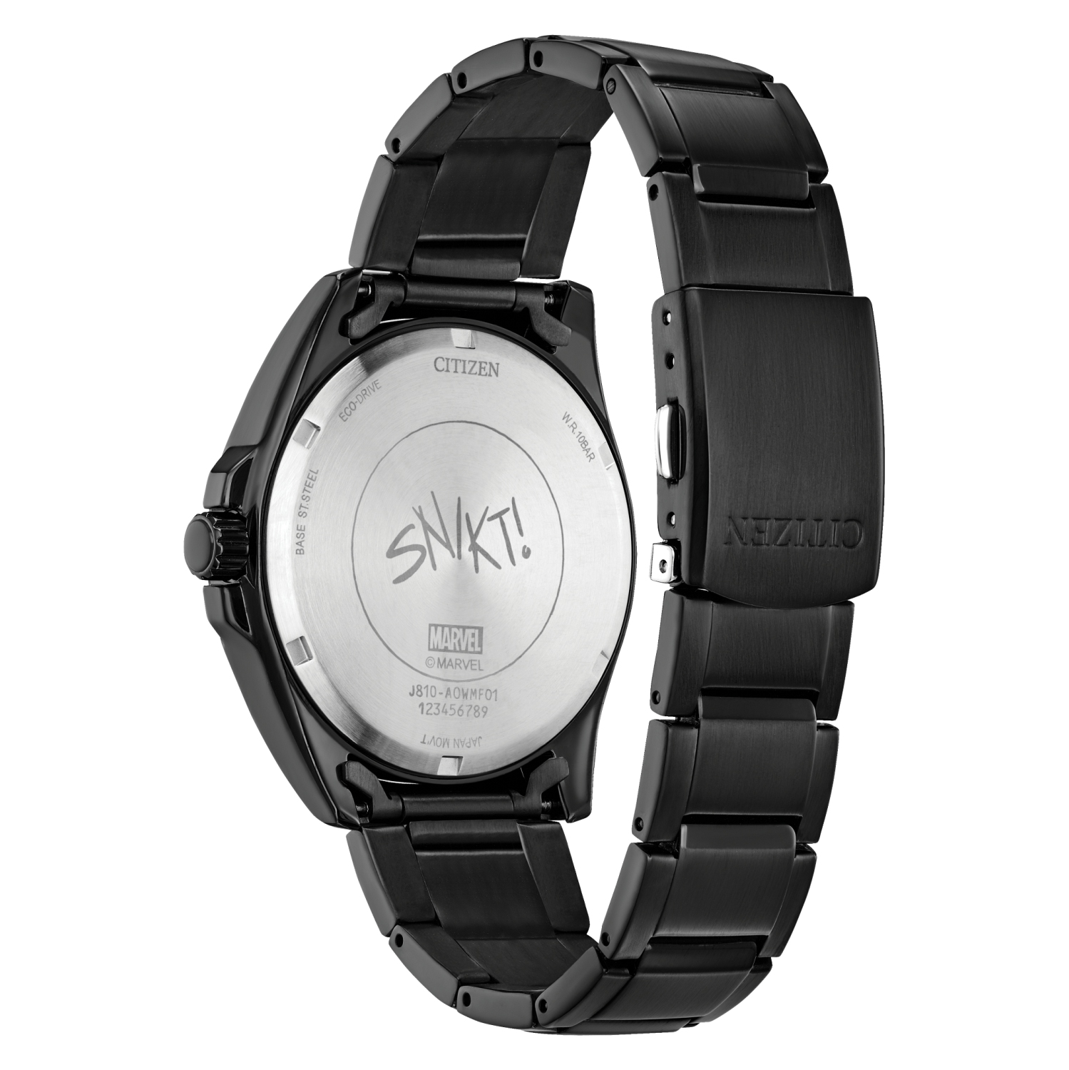 Marvel Mens Wolverine Japanese Eco-Drive Watch 43mm Black Stainless Steel Case and Bracelet with Blue Dial