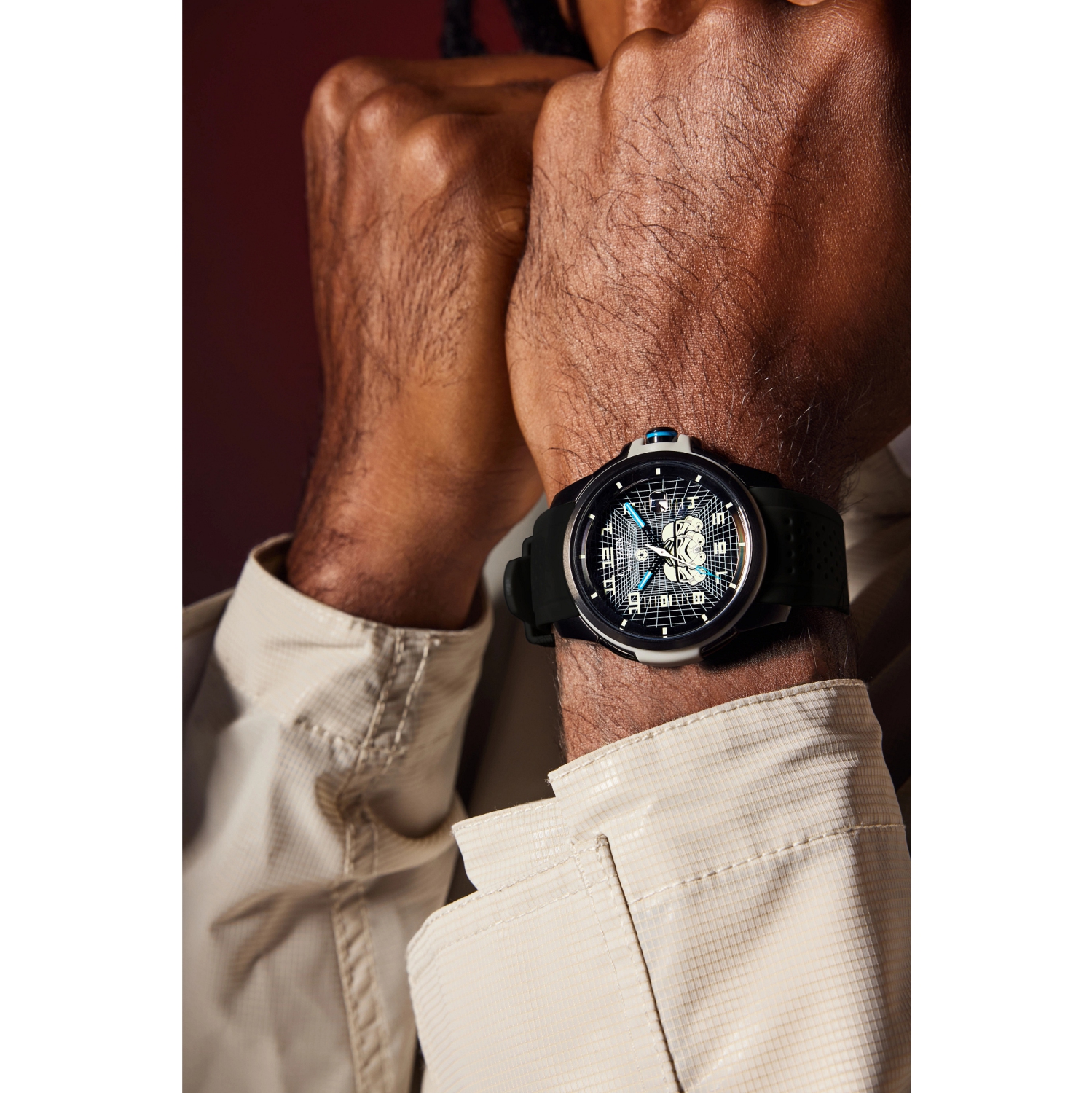 Star Wars Mens Imperial Stormtrooper Japanese Eco-Drive Watch 44mm Black Stainless Steel Case Polyurethane Strap with Black Dial