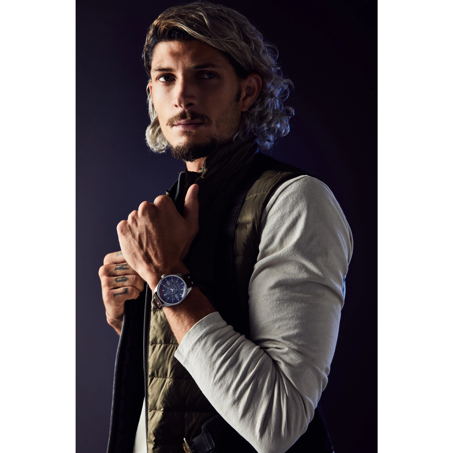 Star Wars Mens Han Solo Japanese Eco-Drive Watch 43mm Silver-Tone Stainless Steel Case Brown Leather Strap with Blue Dial