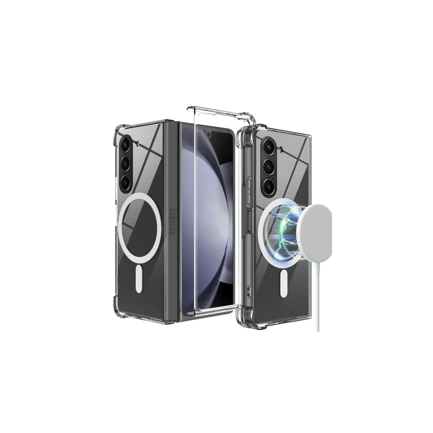 [CS] Étui de chargement magnétique hybride sans fil avec MagSafe pour Galaxy Z Fold 6 de Samsung, transparent