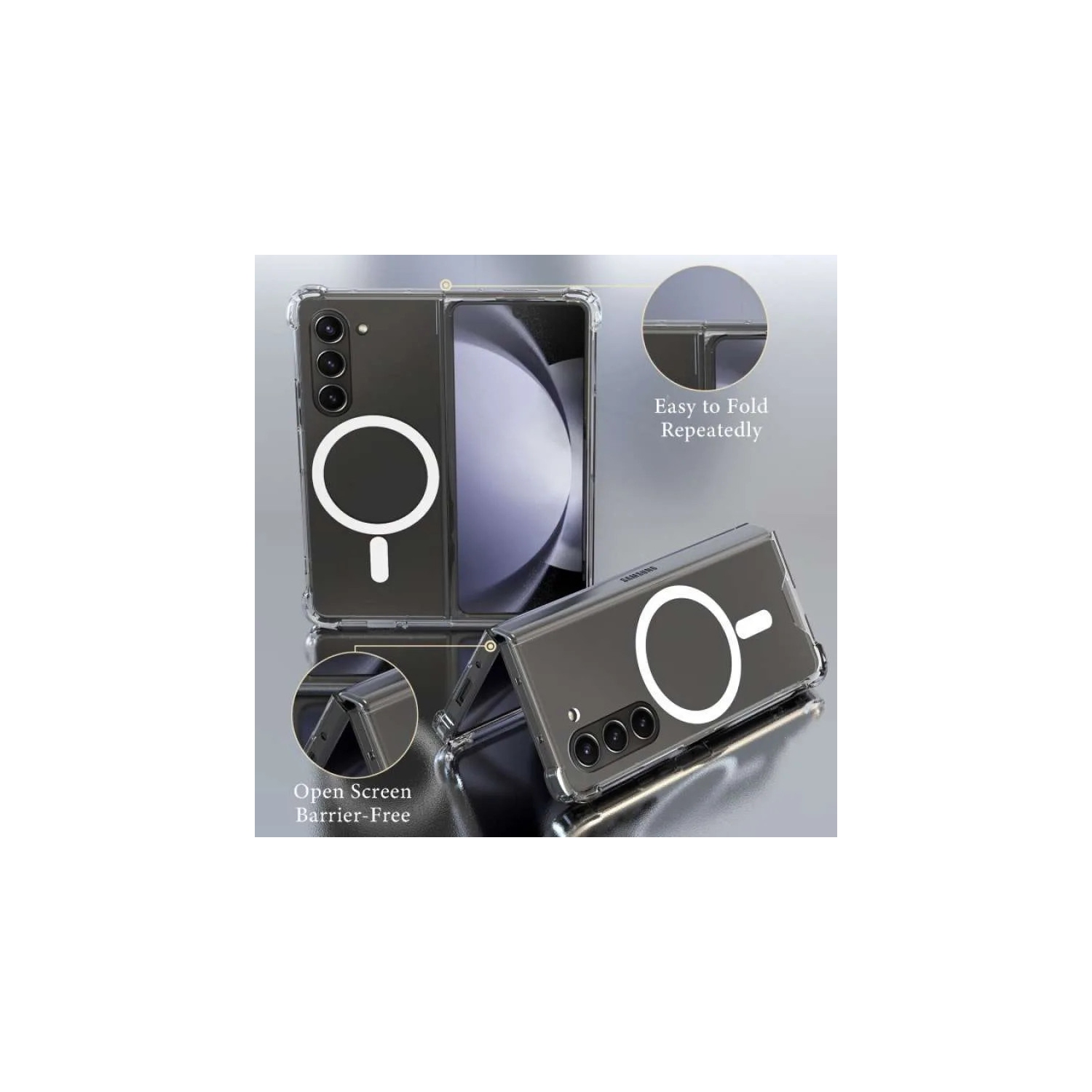 [CS] Étui de chargement magnétique hybride sans fil avec MagSafe pour Galaxy Z Fold 6 de Samsung, transparent