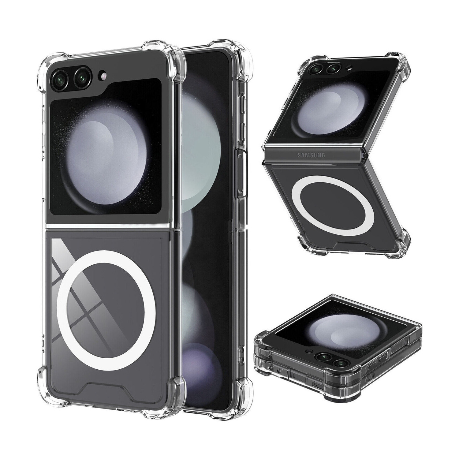 [CS] Étui de chargement magnétique hybride sans fil avec MagSafe pour Galaxy Z Flip 6 de Samsung, transparent