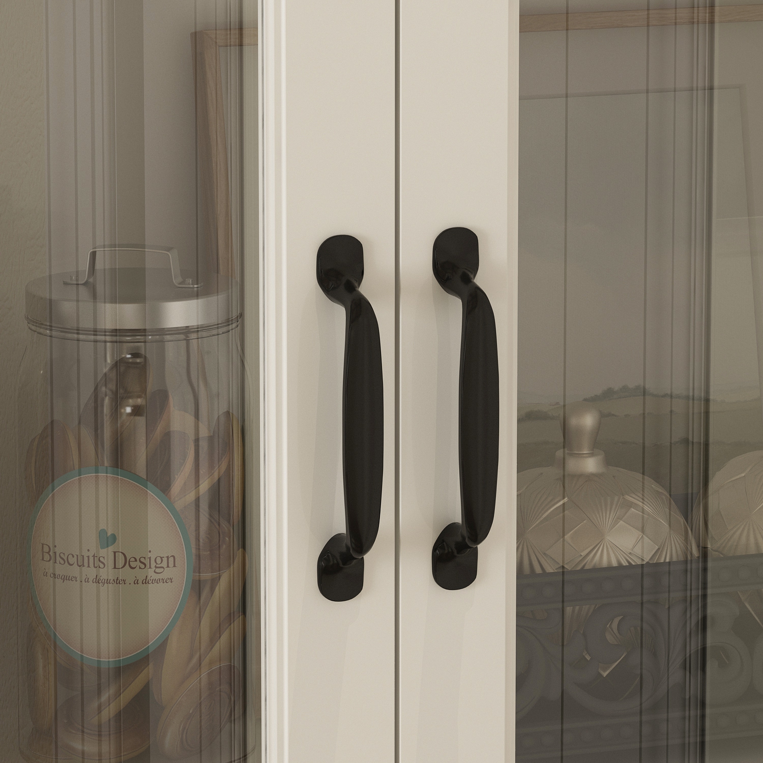 Famapy Tall Bookcase Bookshelf with 5 Storage Shelves & 2 Glass Doors, Wooden Display Storage Cabinet for Home Office, Living Room, White