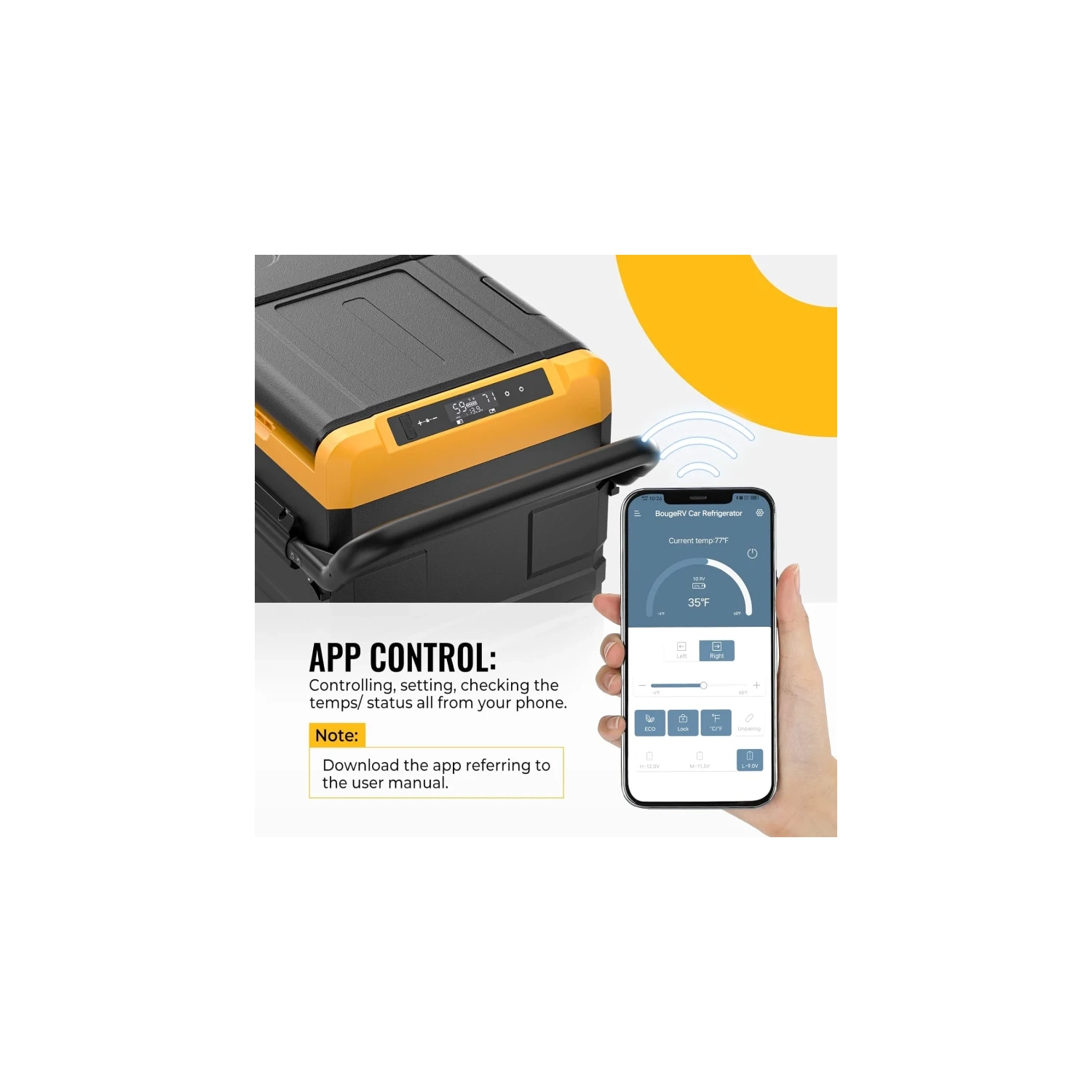 12 Volt Dual Zone Car Refrigerator - Portable Freezer Fridge with APP Control, CRD45 Upgrade, 12V/24V DC & 110-240V AC for Truck, Van, RV, Camper,