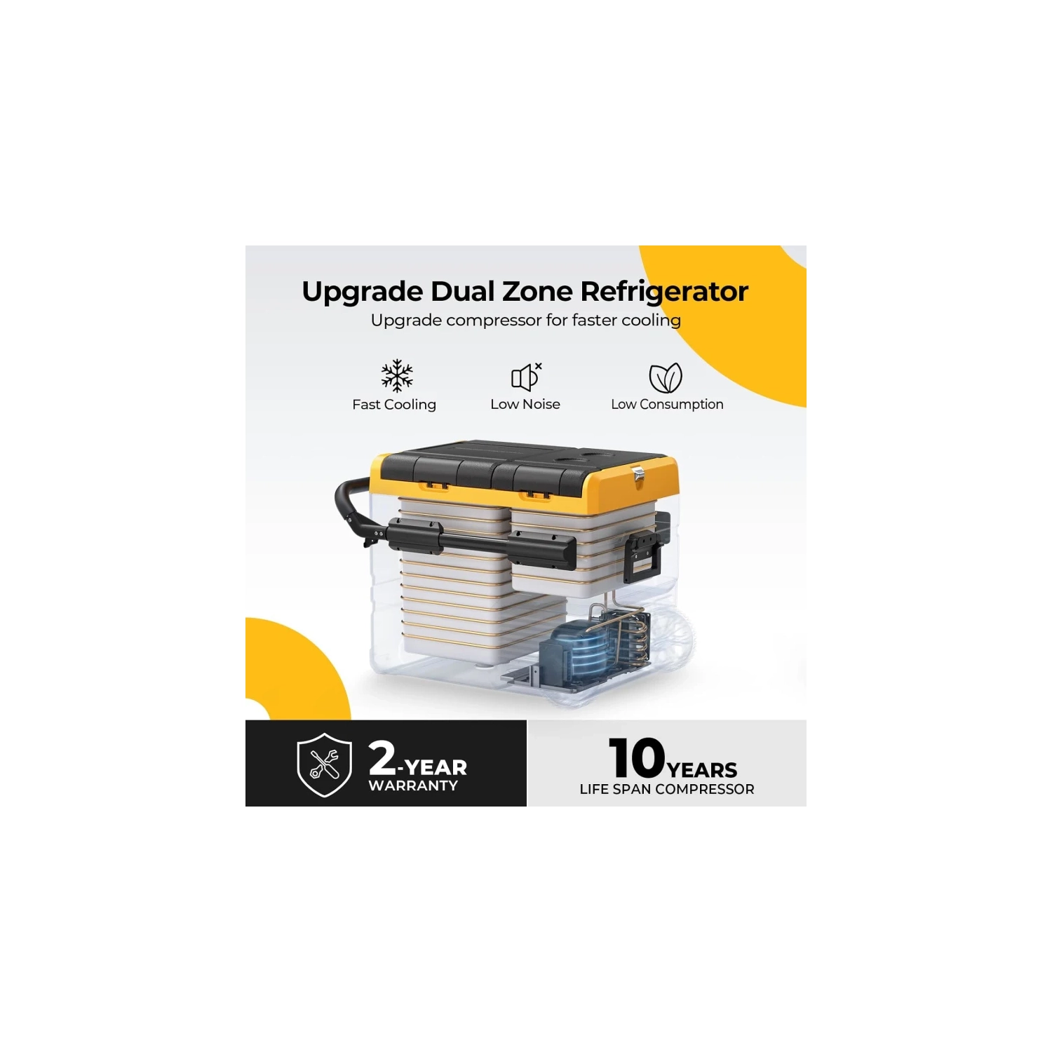 12 Volt Dual Zone Car Refrigerator - Portable Freezer Fridge with APP Control, CRD45 Upgrade, 12V/24V DC & 110-240V AC for Truck, Van, RV, Camper,