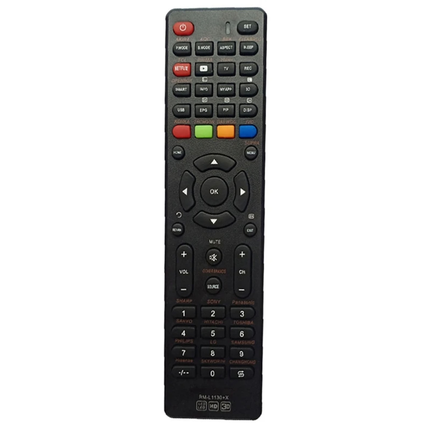 RM-L1130 +X TV Remote Control Universal pour AKIRA AOC BBK ELENBREG PRIMA OPENBOX THOMSON DAEWOO JVC Smart TV