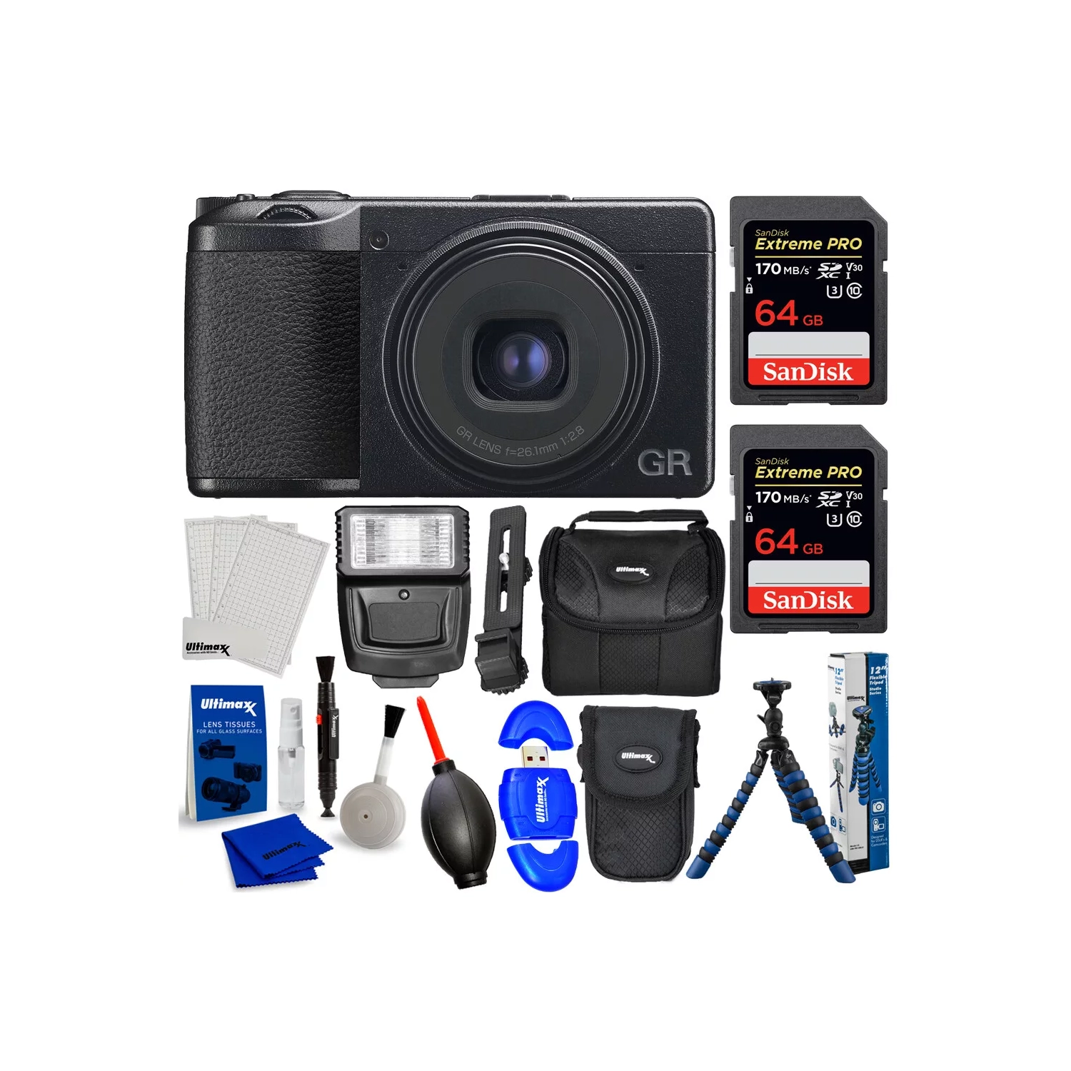 Ricoh GR IIIx HDF Digital Camera 01283 - 10PC Accessory Bundle