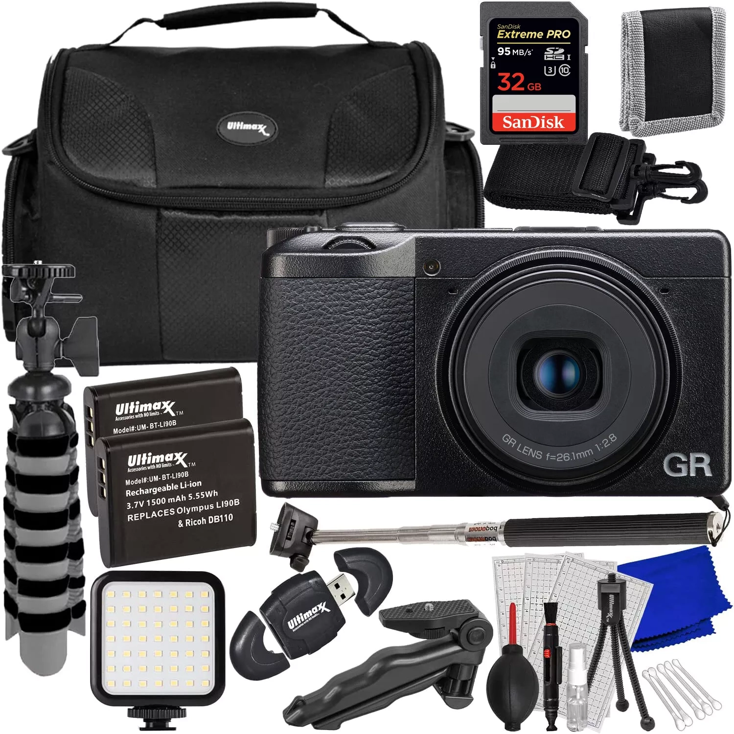 Appareil photo numérique HD 01283 IIIx HDF de Ricoh GR - Ensemble d'accessoires 32&nbsp;Go 10PC