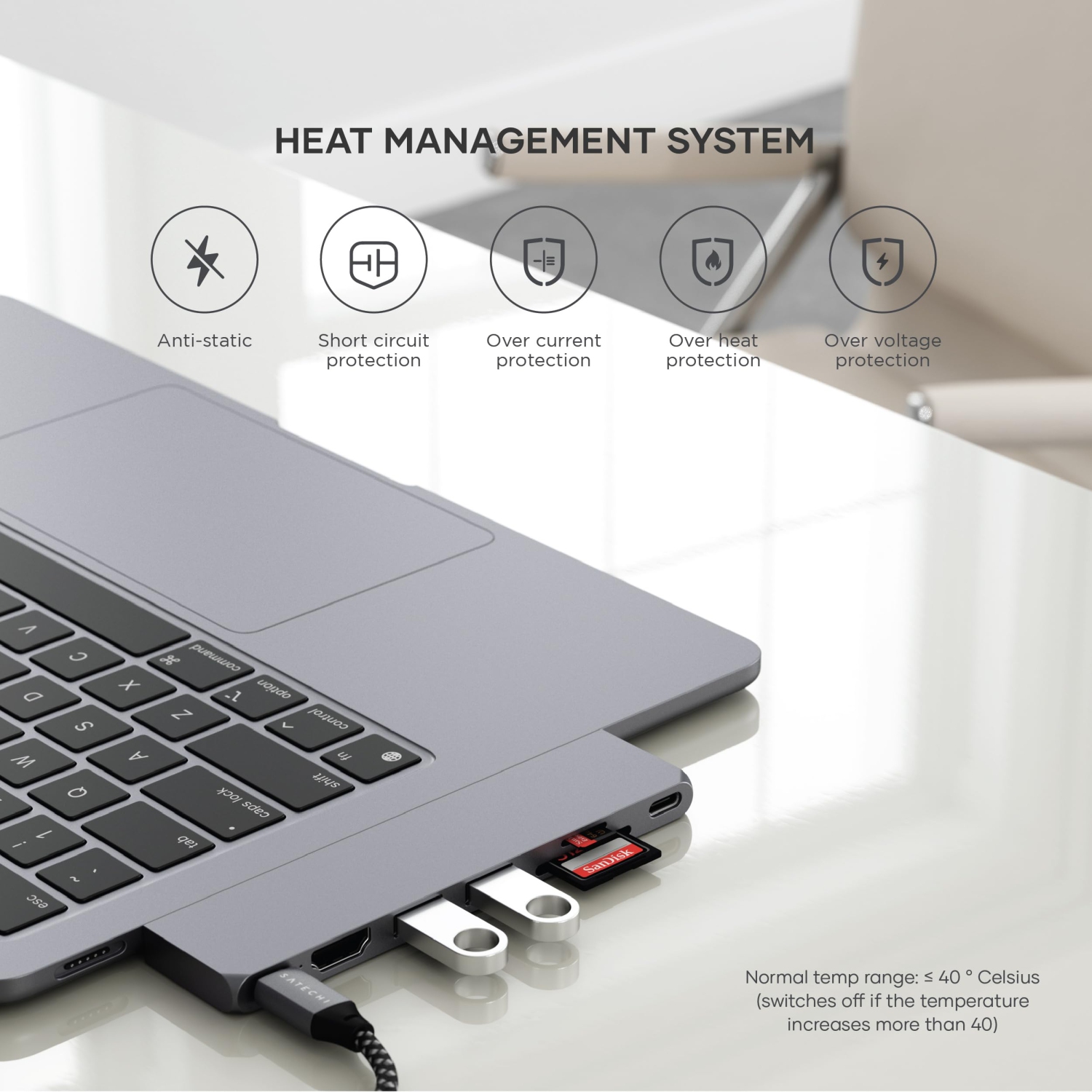 Satechi USB-C Pro Hub Slim Adapter | Space Gray