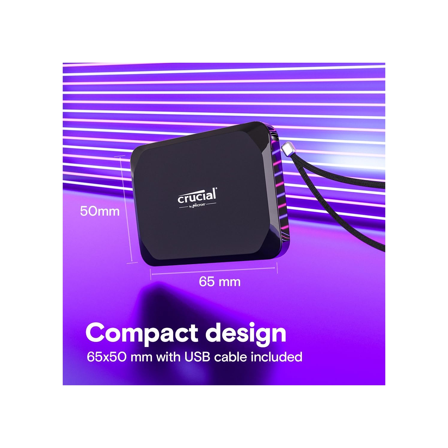 Disque SSD portatif 1&nbsp;To de X9 To de Crucial - jusqu'à 1050MB Mo/s en lecture - PC et Mac, léger et petit avec 3 mois de photos de Mylio