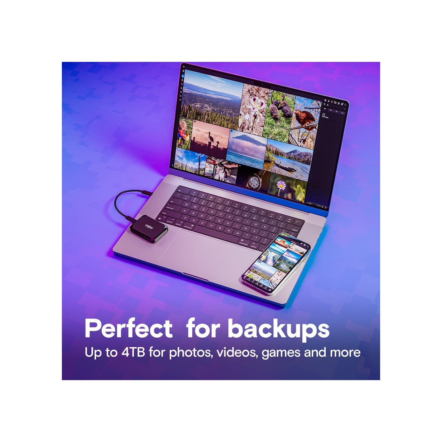 Disque SSD portatif 1&nbsp;To de X9 To de Crucial - jusqu'à 1050MB Mo/s en lecture - PC et Mac, léger et petit avec 3 mois de photos de Mylio