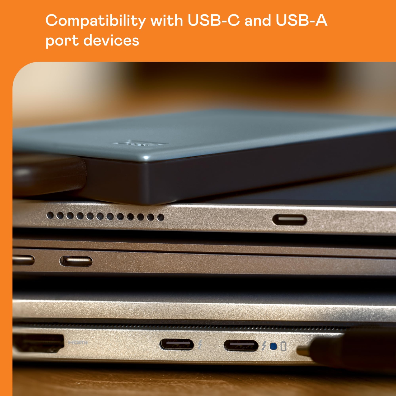 WD 2TB My Passport Portable Hard Drive, Works with USB-C and USB-A, Windows PC, Mac, Chromebook