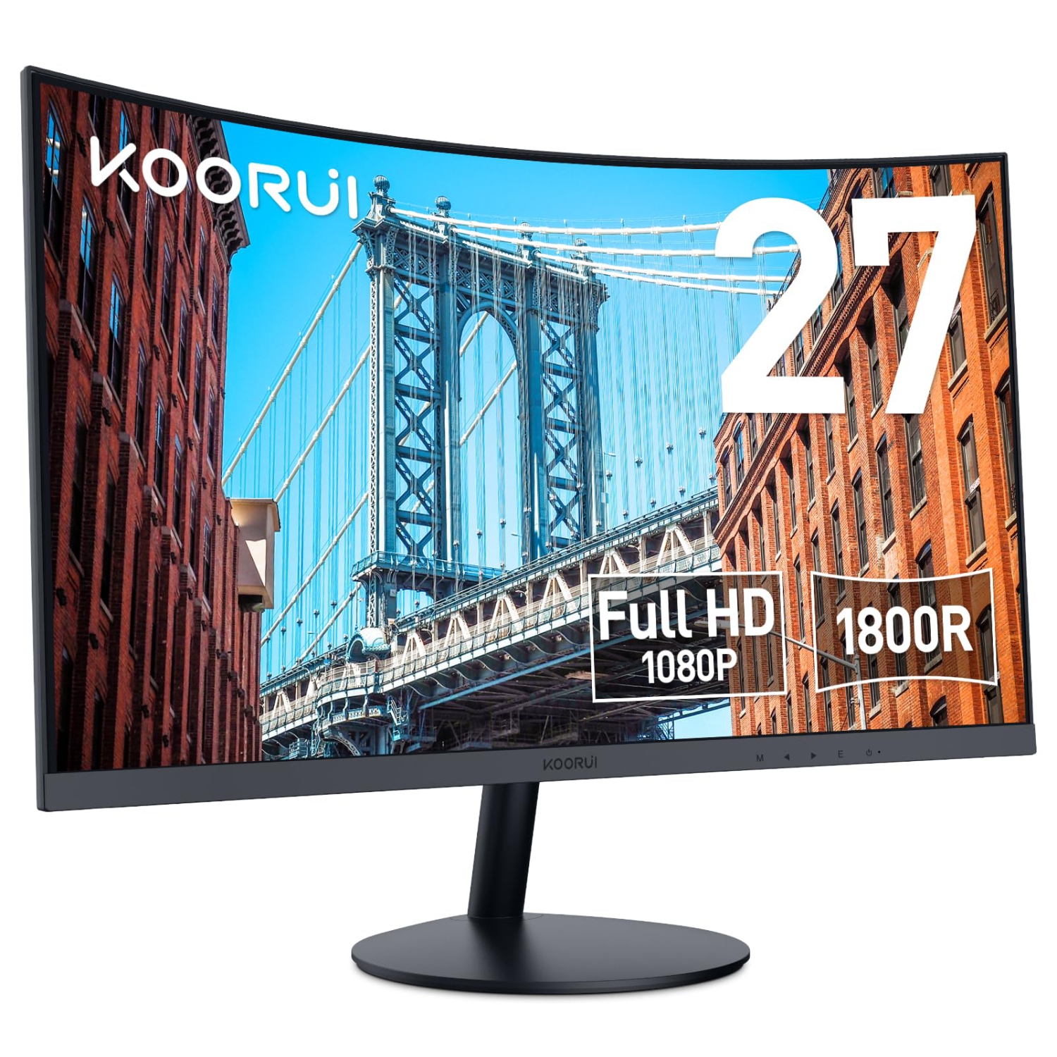 KOORUI 27-inch Curved Computer Monitor- Full HD 1080P 75Hz Gaming Monitor 1800R LED Monitor HDMI VGA