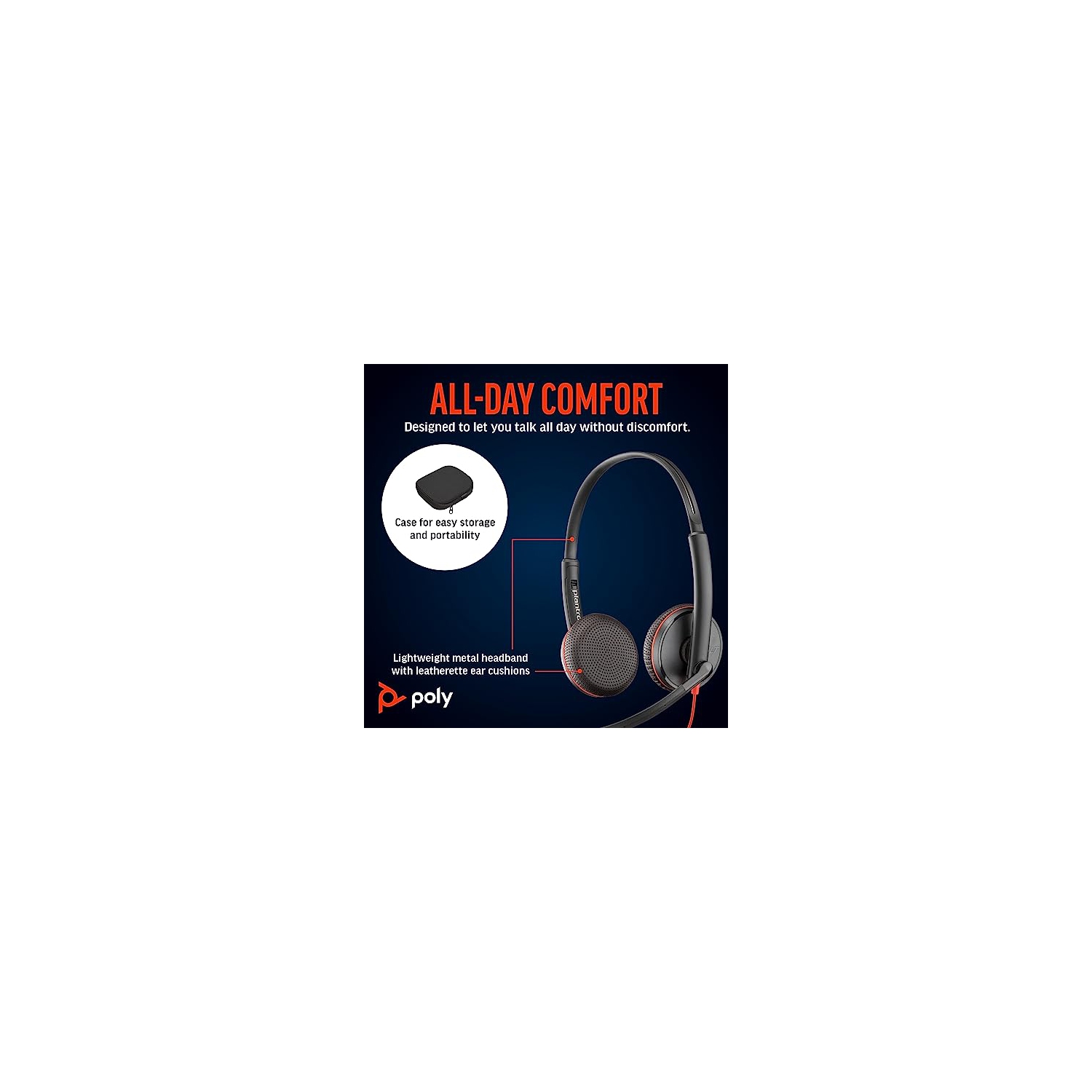 Micro-casque avec fil poly Blackwire 3225 – Microphone à suppression du bruit – conception stéréo – se connecte à PC/Mac/Mobile via.