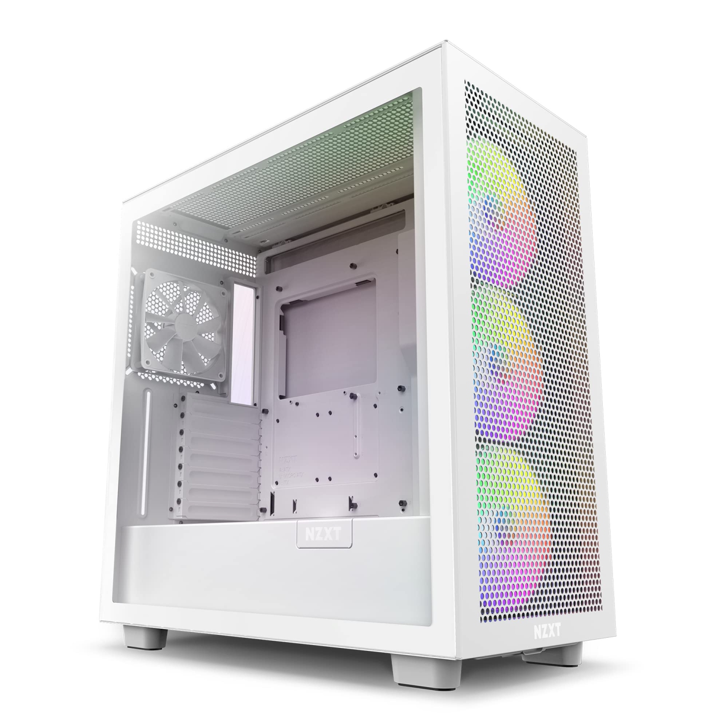 NZXT H7 Flow RGB CM-H71FW-R1 - Compact ATX Mid-Tower PC Gaming Case – High Airflow Perforated Front Panel